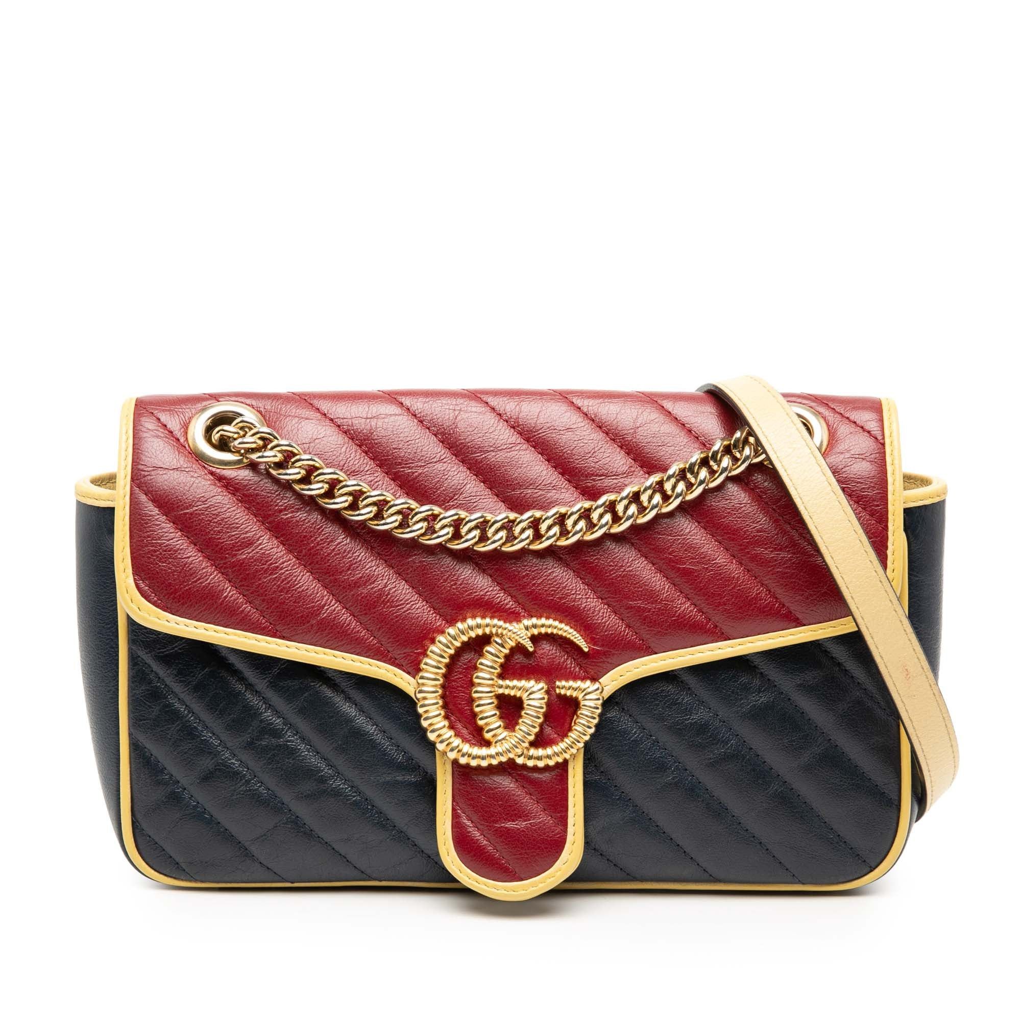 Gucci Medium GG Marmont Bicolor Matelasse Diagonal Leather Torchon Shoulder Bag in Blue, Women's