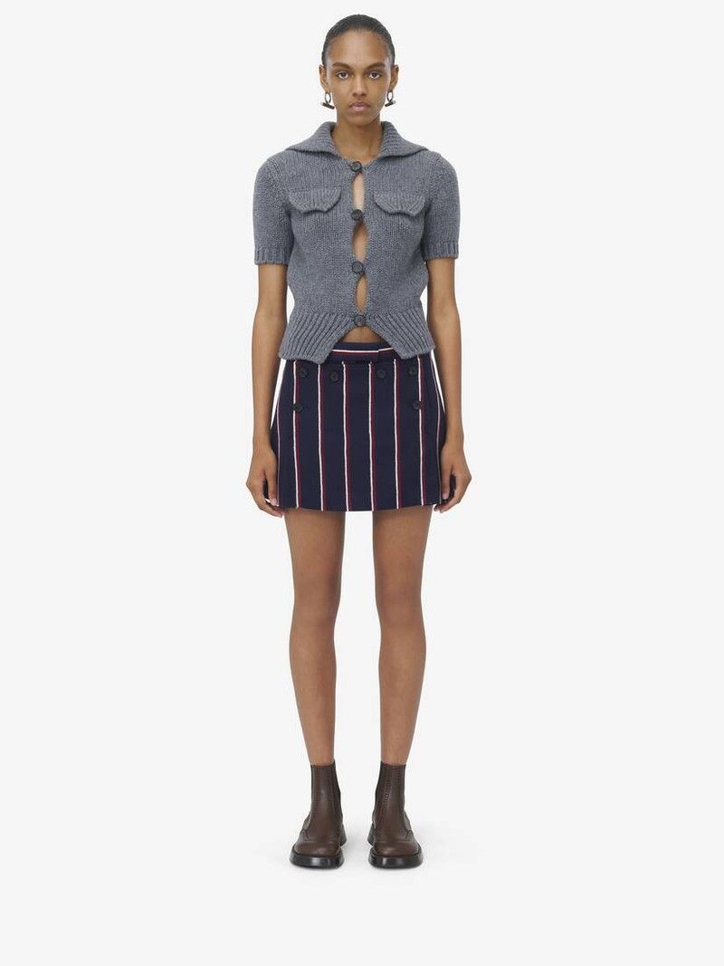 Alexander McQueen o1srvl11e0226 College Stripe Mini Skirt In Multicolor Size 28" / US 6 / IT 42 - 2 Thumbnail