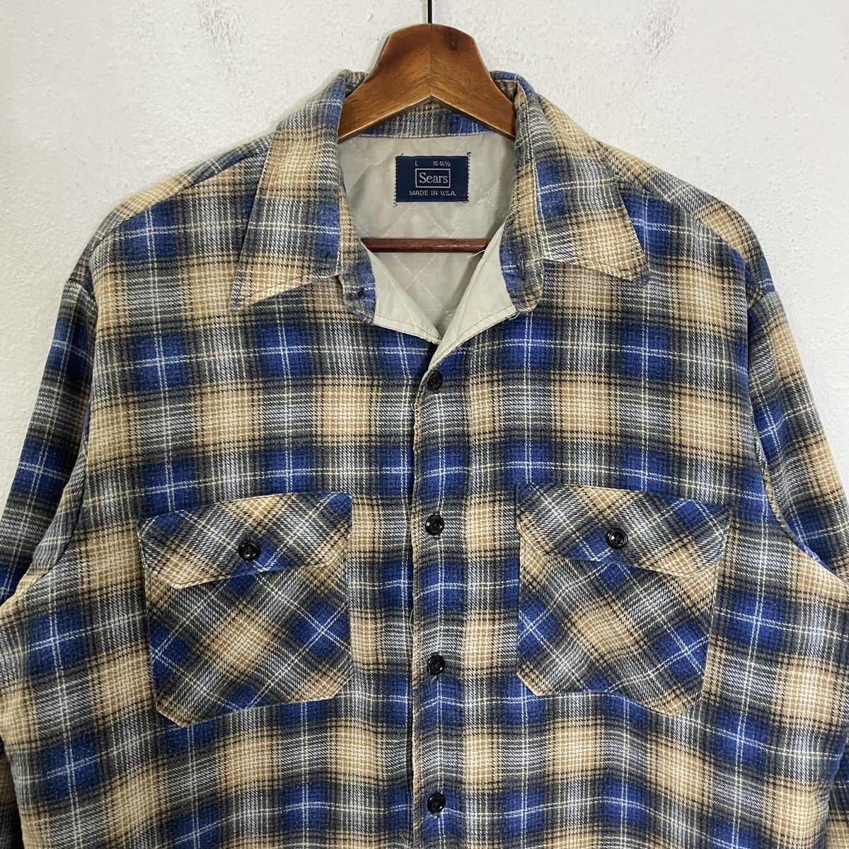 Sears Vintage 70s Sears Checkered Flannel Tee Size US XL / EU 56 / 4 - 4 Thumbnail