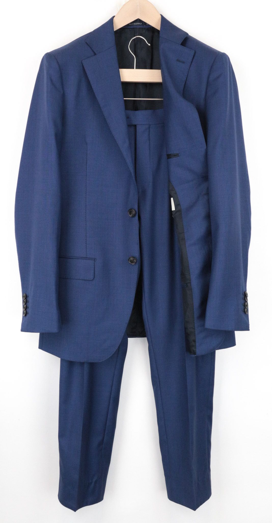 image of Suitsupply Lazio Uk40L Melange Wool S110 Blue Slim Cut Suit 68674, Men's