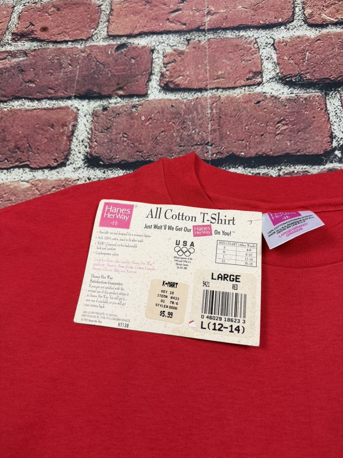 Hanes Vintage Hanes Her Way Blank Red Single Stitch T Shirt NEW Size L / US 10 / IT 46 - 11 Thumbnail