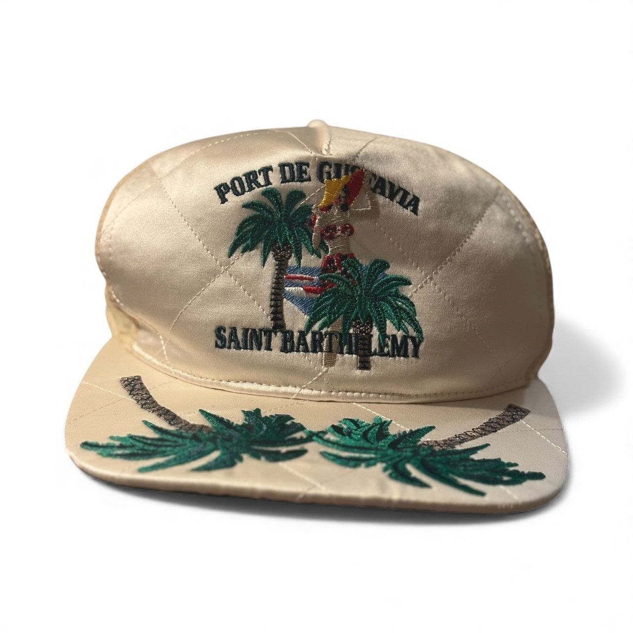 Rhude Adult RHUDE Palm Tree Quilted Satin Trucker Cap Hat Ivory Size ONE SIZE - 1 Thumbnail