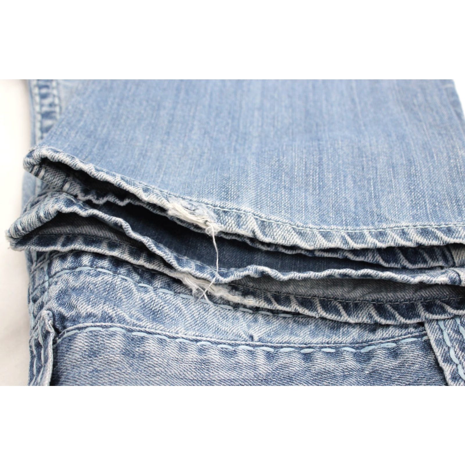Wrangler Wrangler Rock 47 Jeans Men's 33x36 Blue Boot Cut Heavy Stitching Cowboy Rodeo Distressed 5-Pocket Denim Size US 33 - 2 Thumbnail