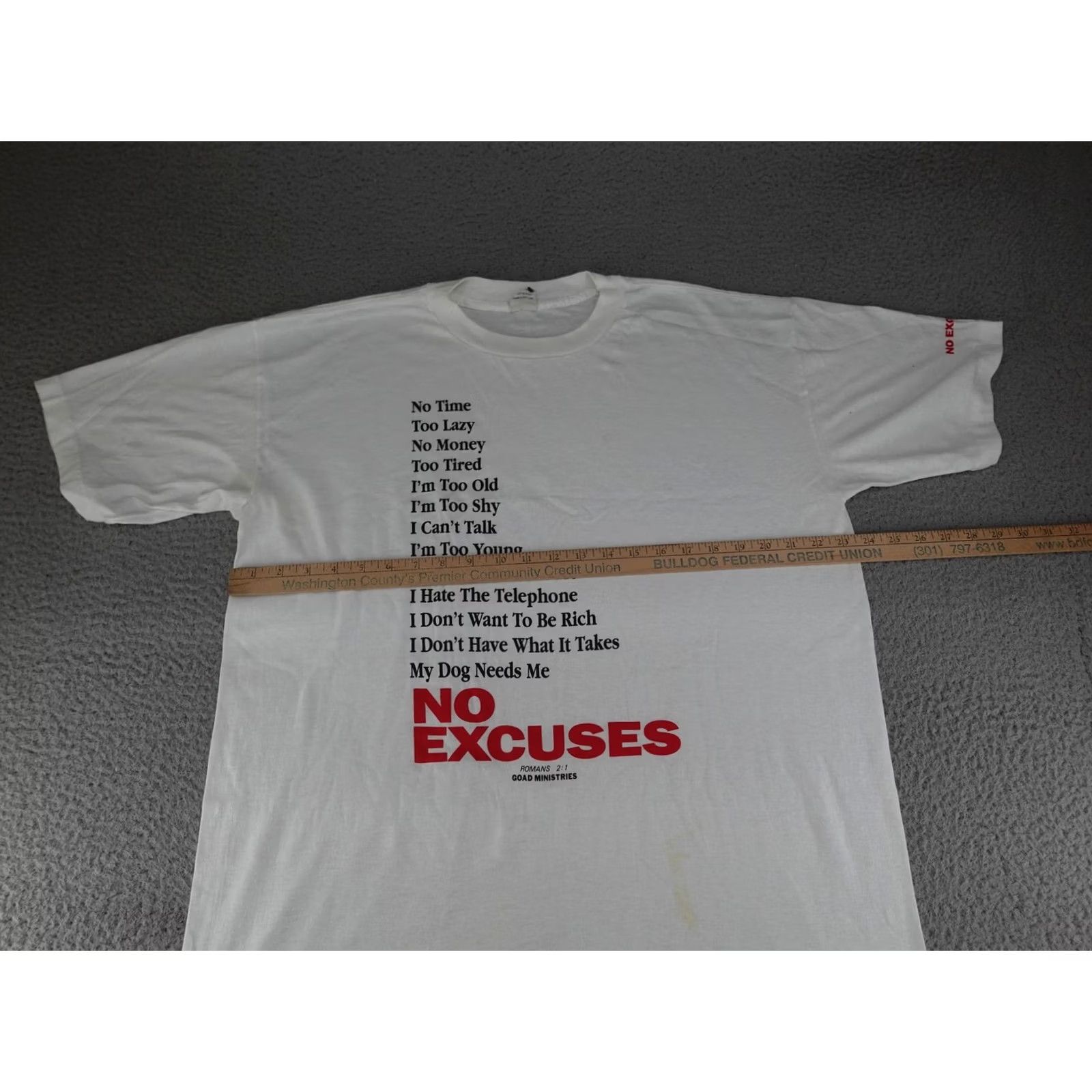 Vintage VINTAGE Jesus Shirt Mens One Size White NO EXCUSES Graphic Tee 1990s Christian Mens Size US M / EU 48-50 / 2 - 6 Thumbnail