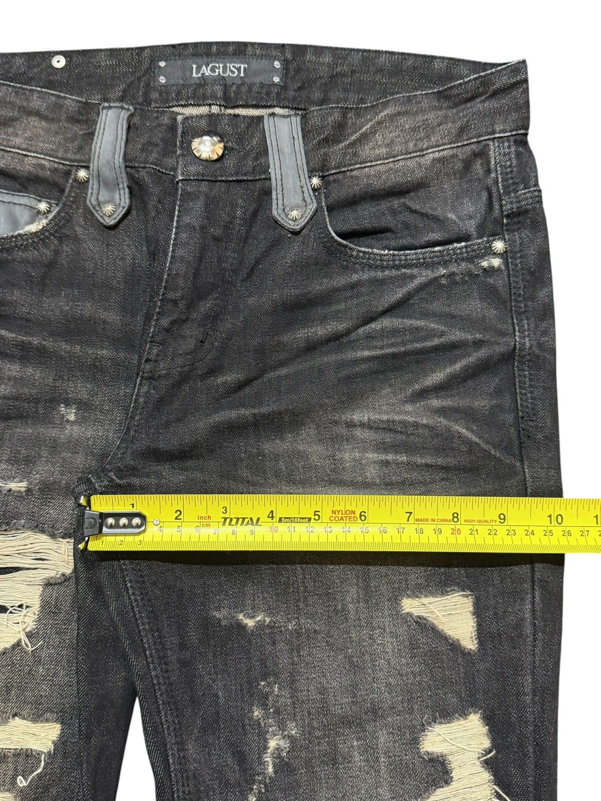 Tornado Mart Vintage Lagust Faded Wash Clawmark Whisker Distressed Flare Size US 31 - 16 Thumbnail