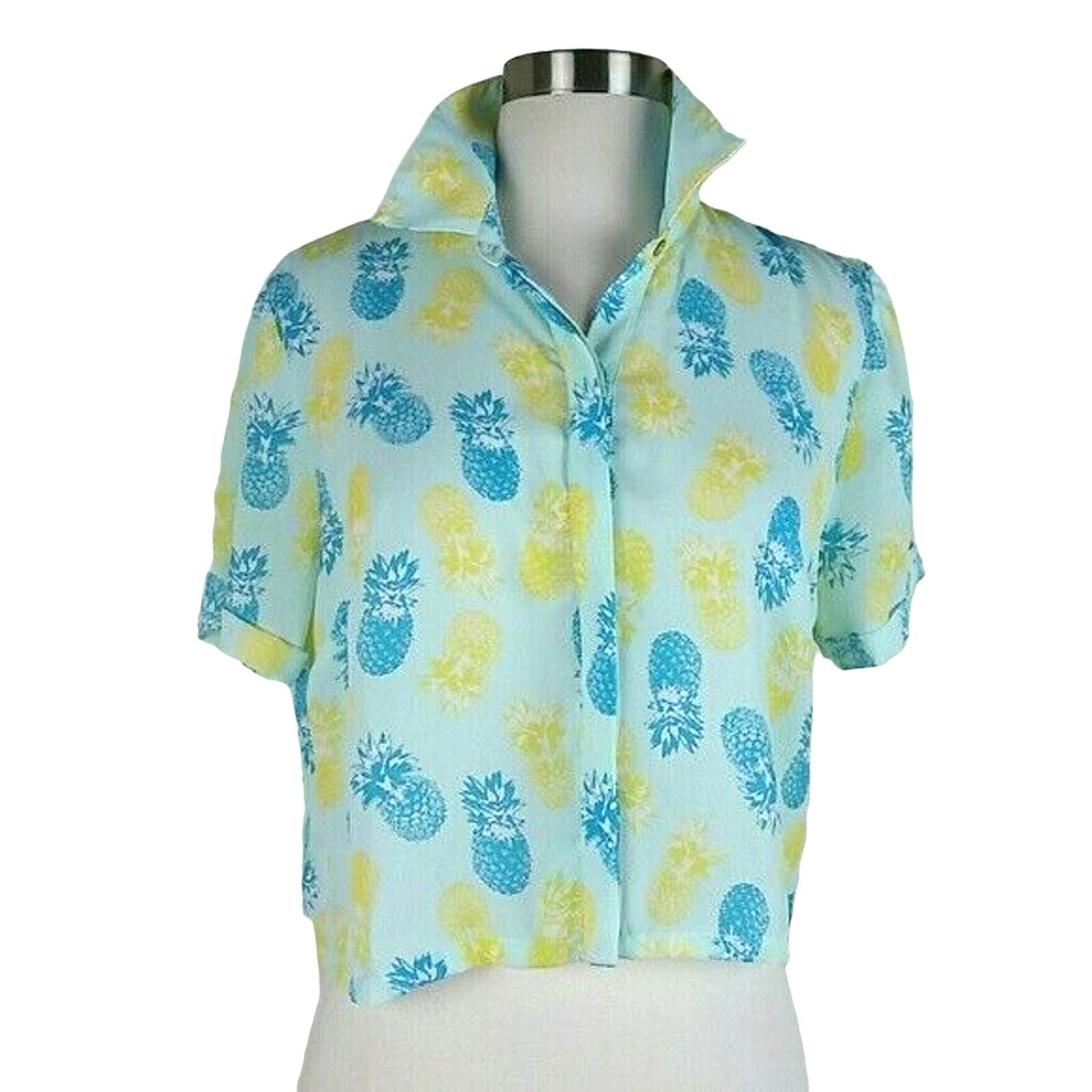 Freebandz Freebird Blouse Women M Tropical Hawaiian Pineapple Resort Size M / US 6-8 / IT 42-44 - 1 Thumbnail