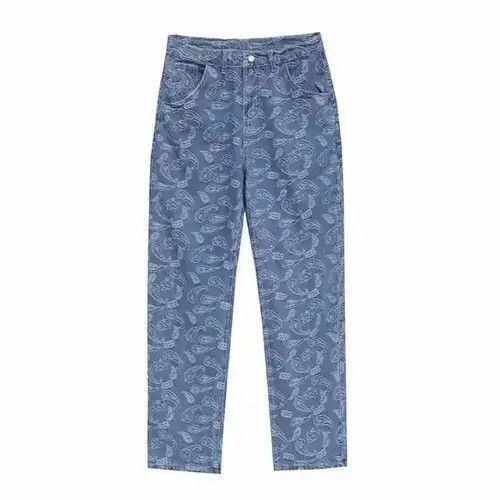 Japanese Brand × Vintage Print Cashew Flower Straight Jeans Size US 32 / EU 48 - 1 Thumbnail