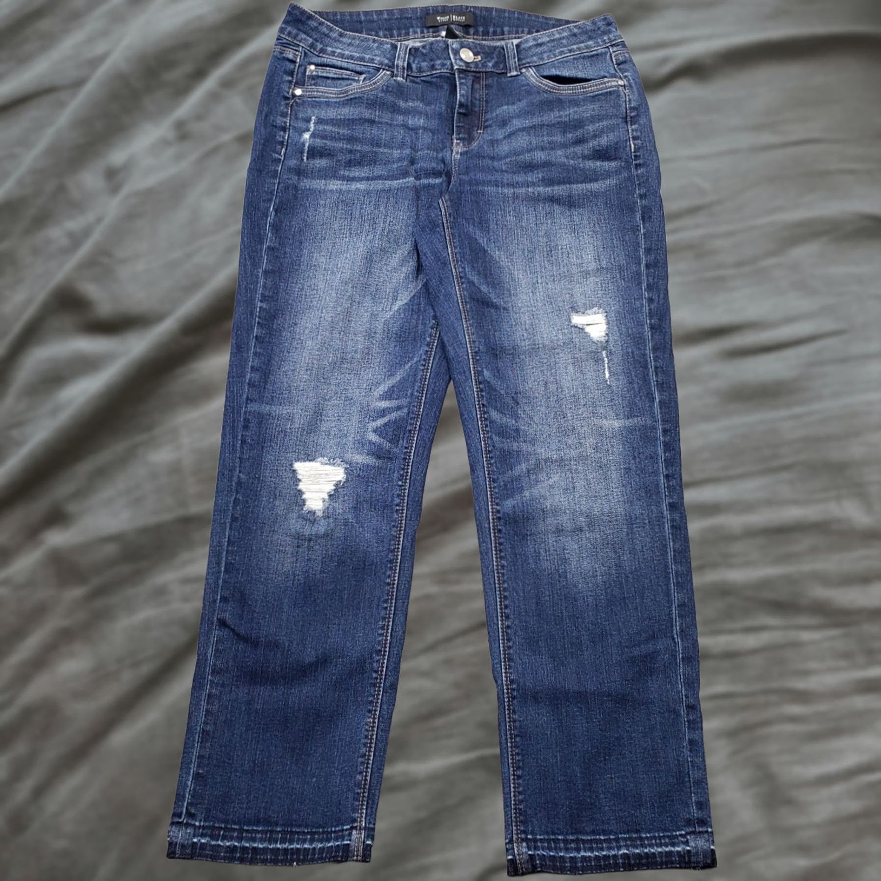 White House Black Market White House Black Market Jeans Women 2 Blue Denim Stretch Slim Crop Straight Leg Size 26" / US 2 / IT 38 - 1 Thumbnail