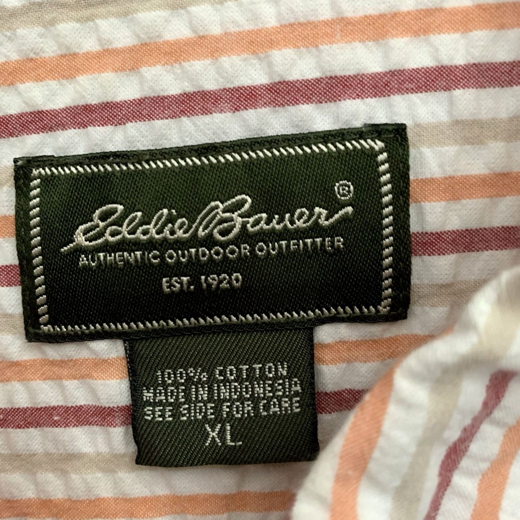 Eddie Bauer Eddie Bauer Seersucker Shirt Mens XL Striped Short Sleeve 100% Cotton Multicolor Button-Down Pocketed Casual Shirt Size US XL / EU 56 / 4 - 2 Thumbnail