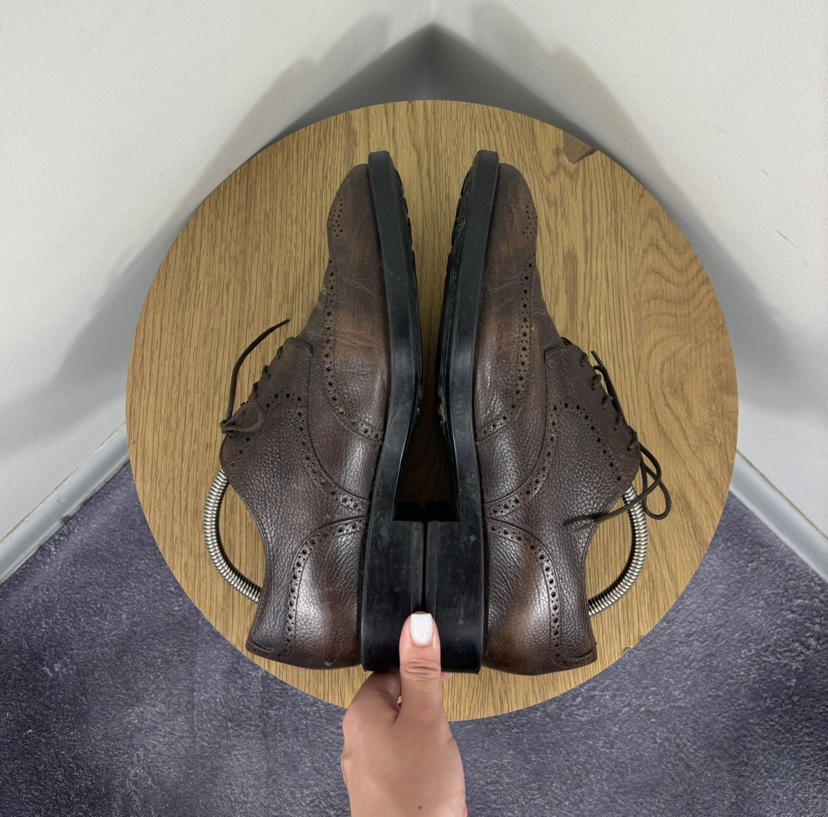 Tod's Tod’s Men’s Lace-Up Brown Leather Oxford Brogue Dress Shoes Size US 9 / EU 42 - 17 Thumbnail