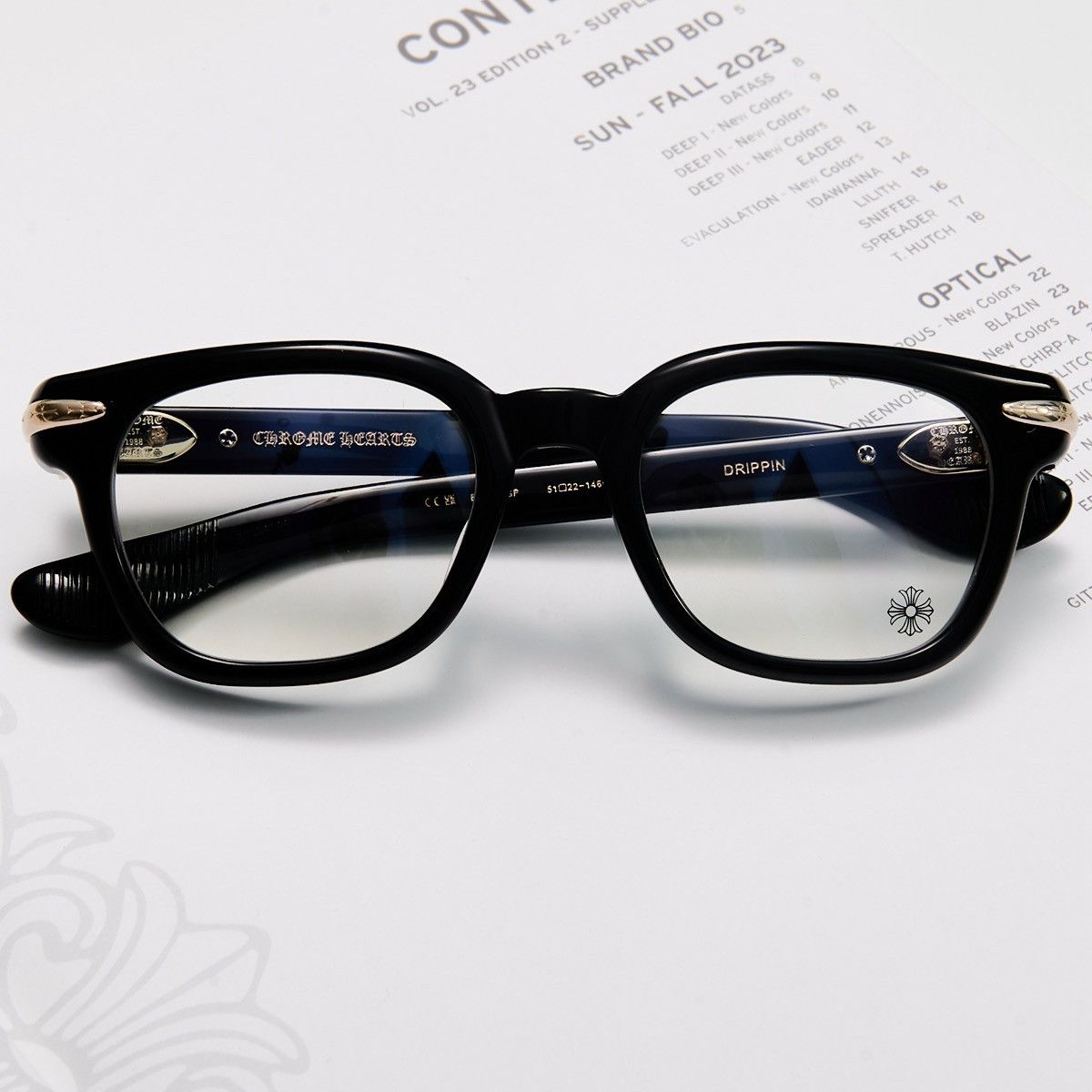 Chrome Hearts CHROME HEARTS DRIPPIN BLACK/18KGP GLASSES Size ONE SIZE - 6 Thumbnail