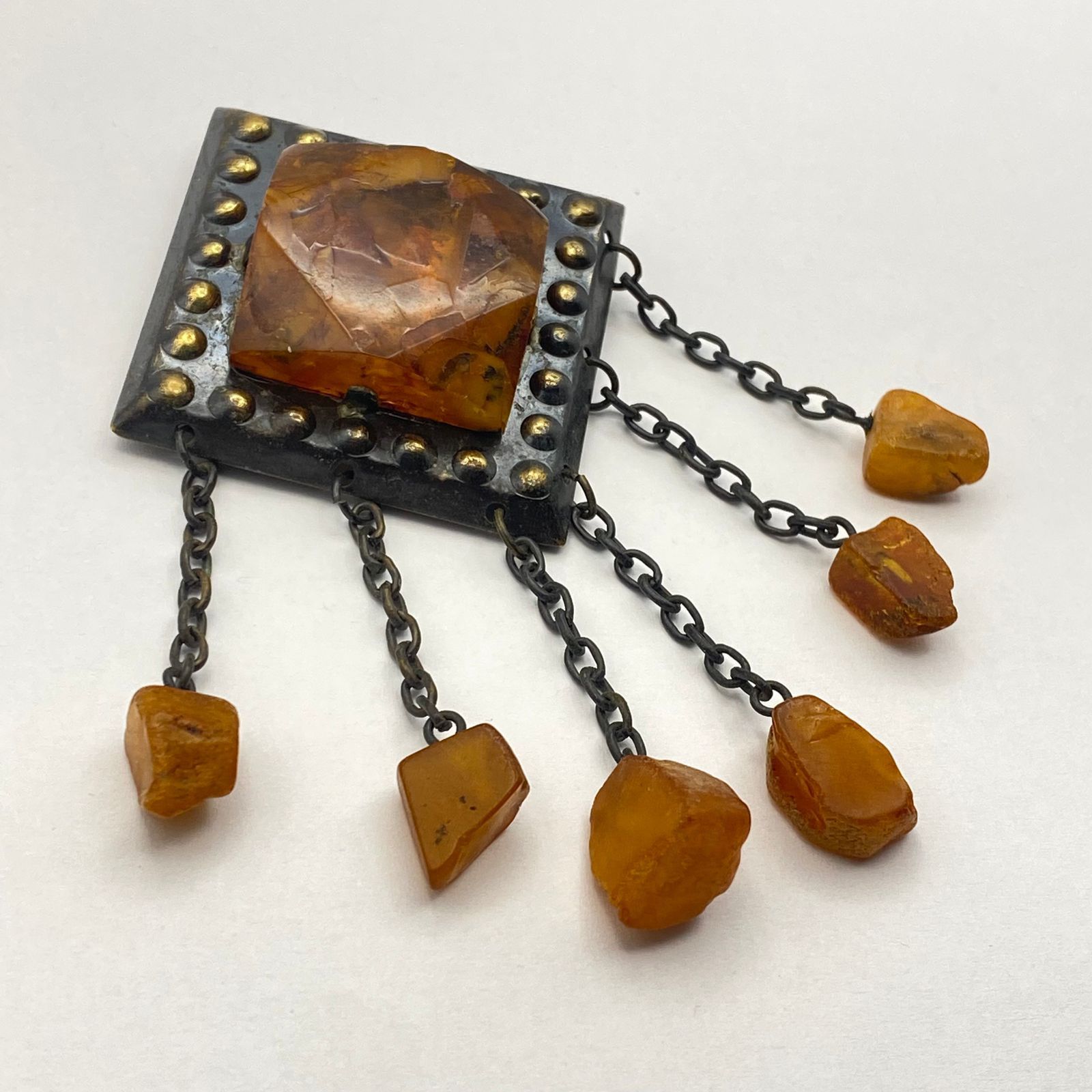 Vintage Vintage Soviet Huge Natural Amber Dangle Brooch 17.3g Size ONE SIZE - 4 Thumbnail