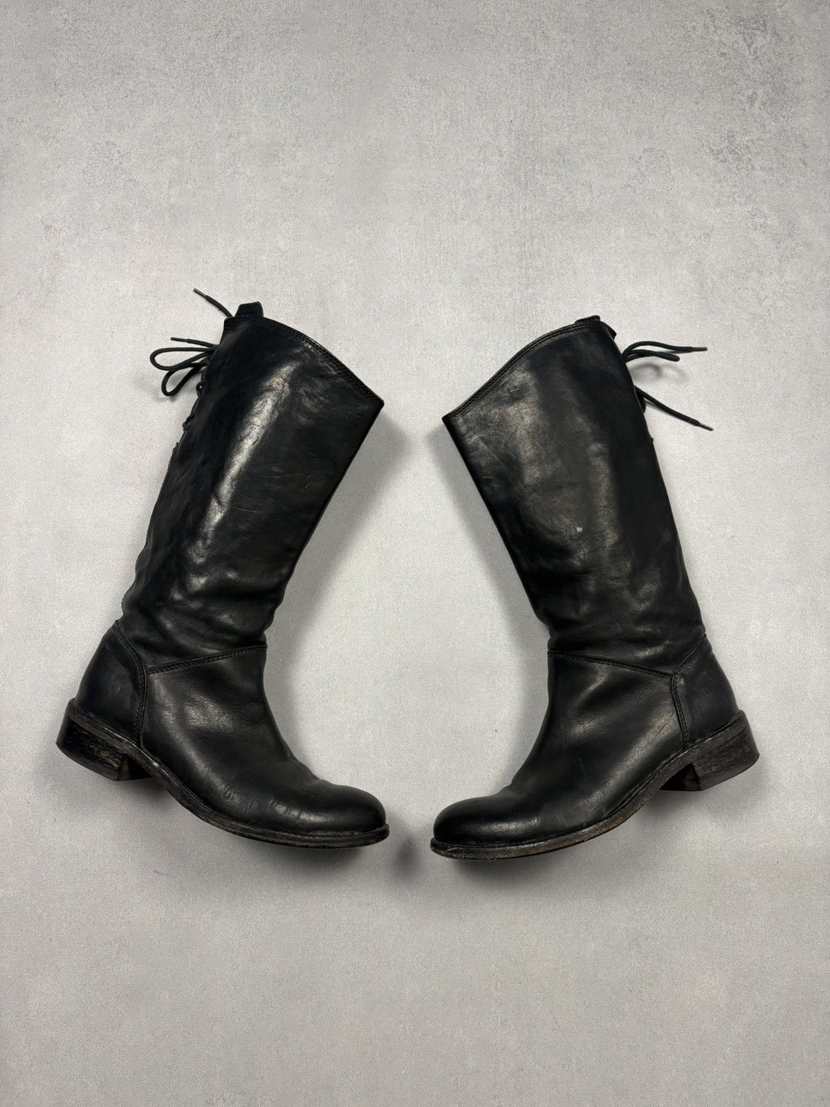 MoMA MOMA Distressed Leather Back Lace Combat Boots Avant Garde Size US 7 / IT 37 - 1 Thumbnail