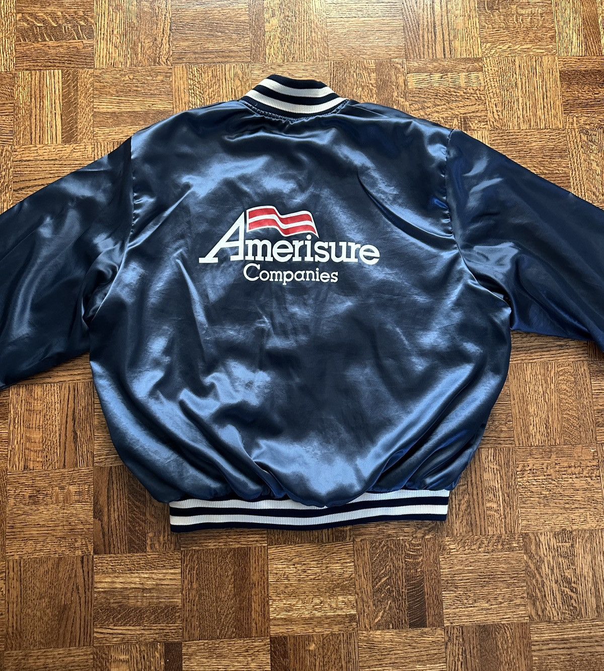Vintage Vintage 80s Amerisure Companies Satin Bomber Jacket Size US L / EU 52-54 / 3 - 2 Thumbnail