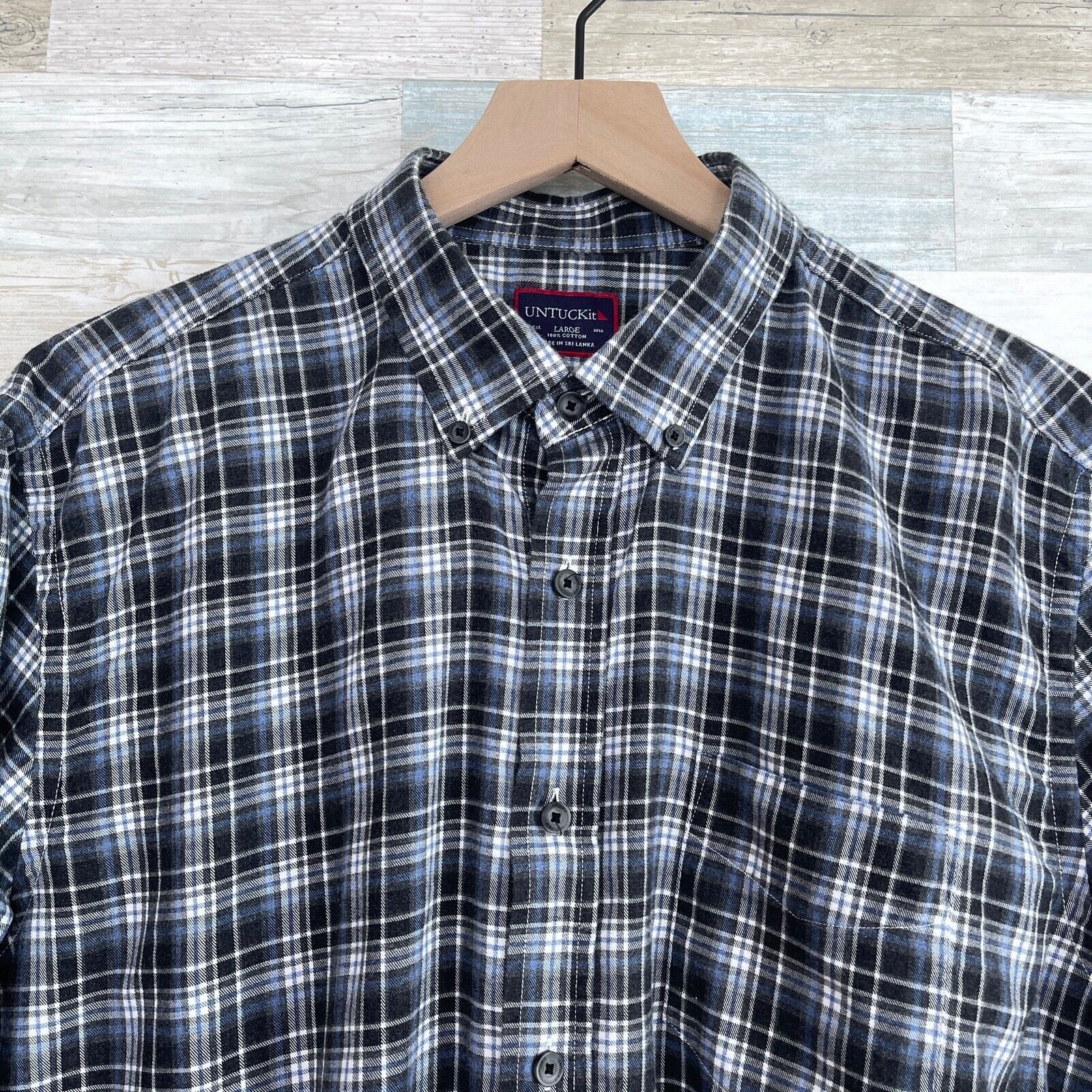 UNTUCKit UNTUCKit Flannel Plaid Shirt Blue Gray Button Down Mens L Size US L / EU 52-54 / 3 - 2 Thumbnail