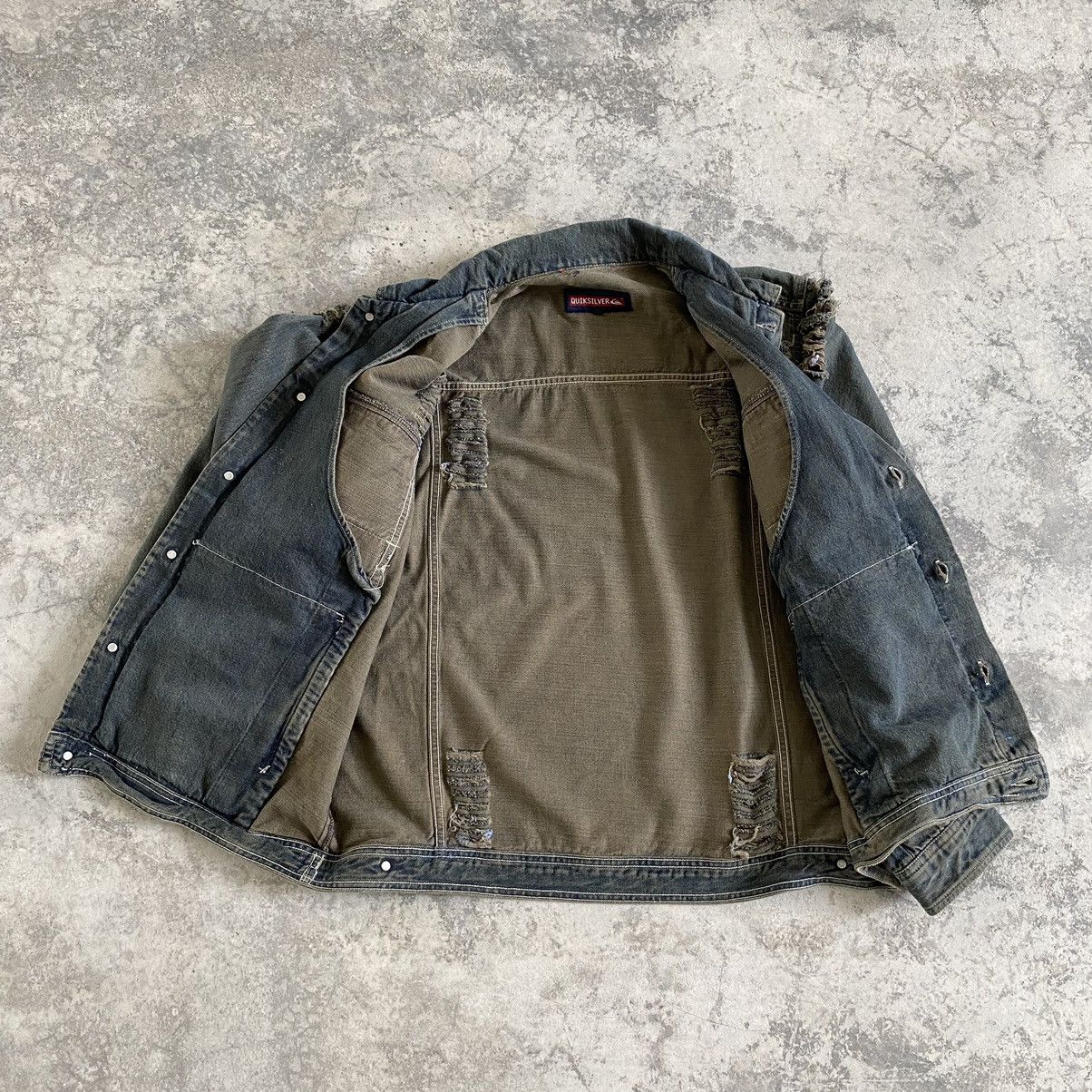 Quicksilver Vintage Quicksilver Distressed Mud Washed Denim Jacket Size US M / EU 48-50 / 2 - 16 Thumbnail