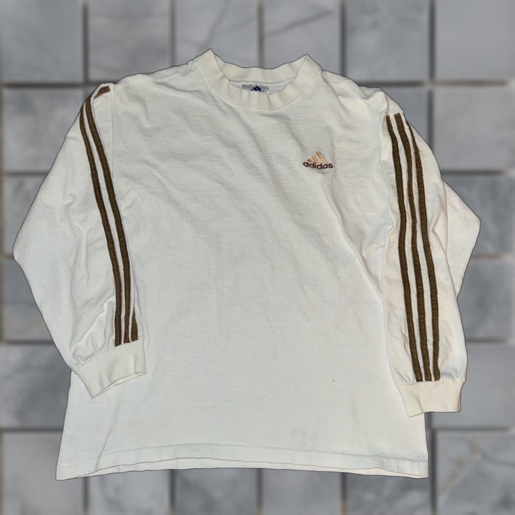Adidas VINTAGE Adidas Long Sleeve Shirt Mens M White 18x22 Shirt Adidas Vintage 90s or Concert (if applicable) Size US M / EU 48-50 / 2 - 1 Thumbnail
