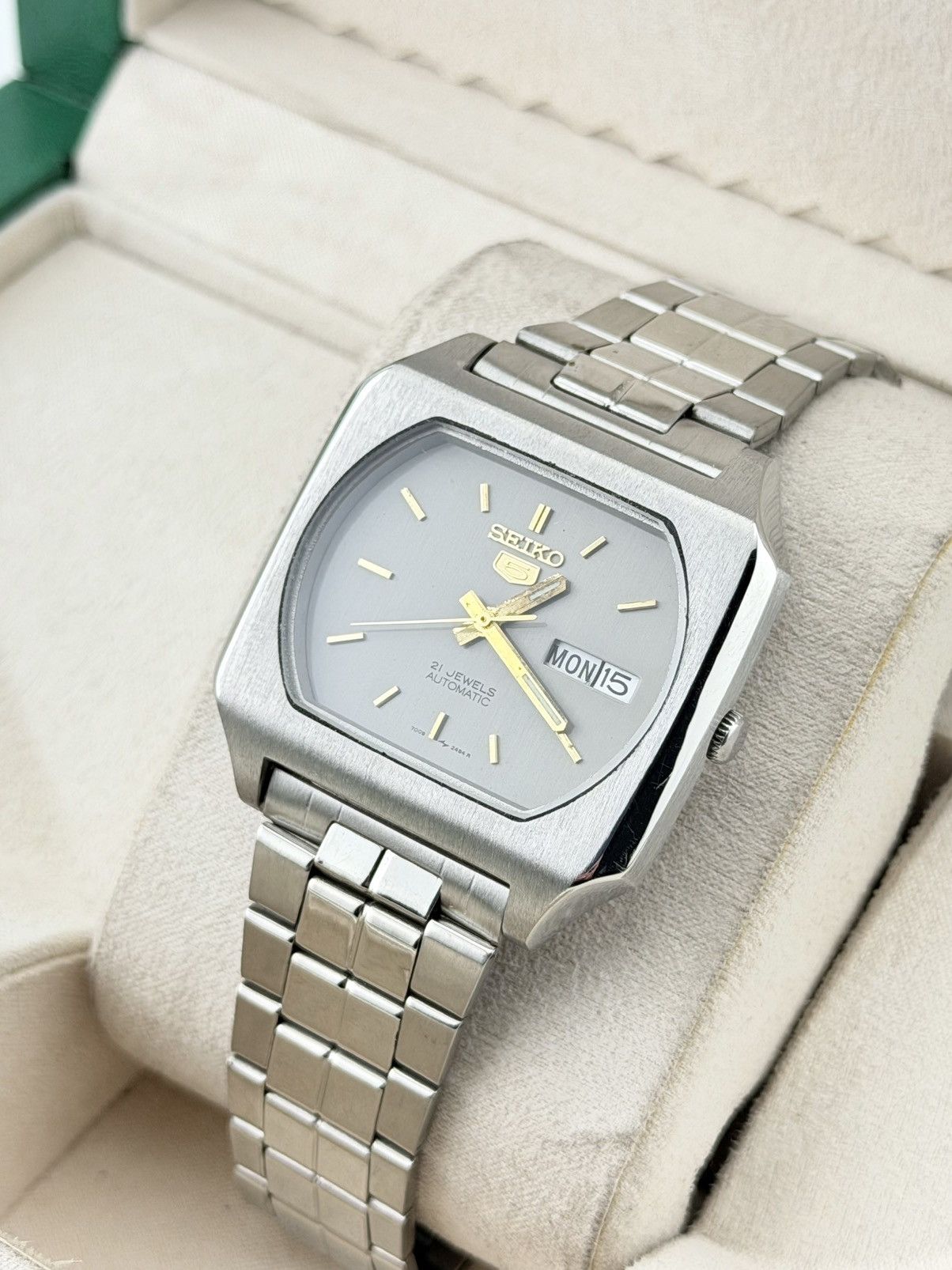 Seiko Vintage Seiko 5 Automatic Watch Gray Dial Wristwatch Size 36 - 4 Thumbnail