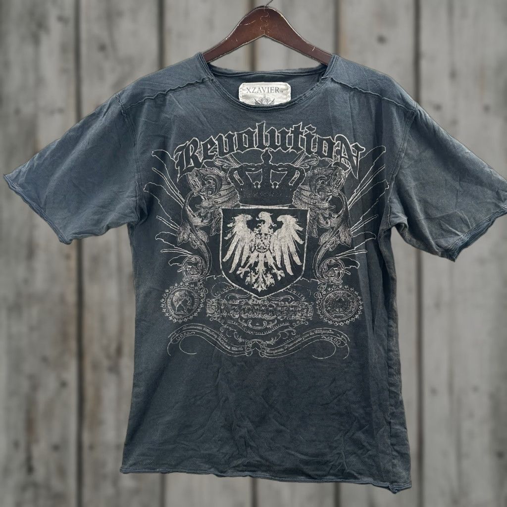 Vintage Xzavier Unlimited Shirt Mens Large Black Eagle Cross Gothic Grunge Y2K Distress Size US L / EU 52-54 / 3 - 1 Thumbnail