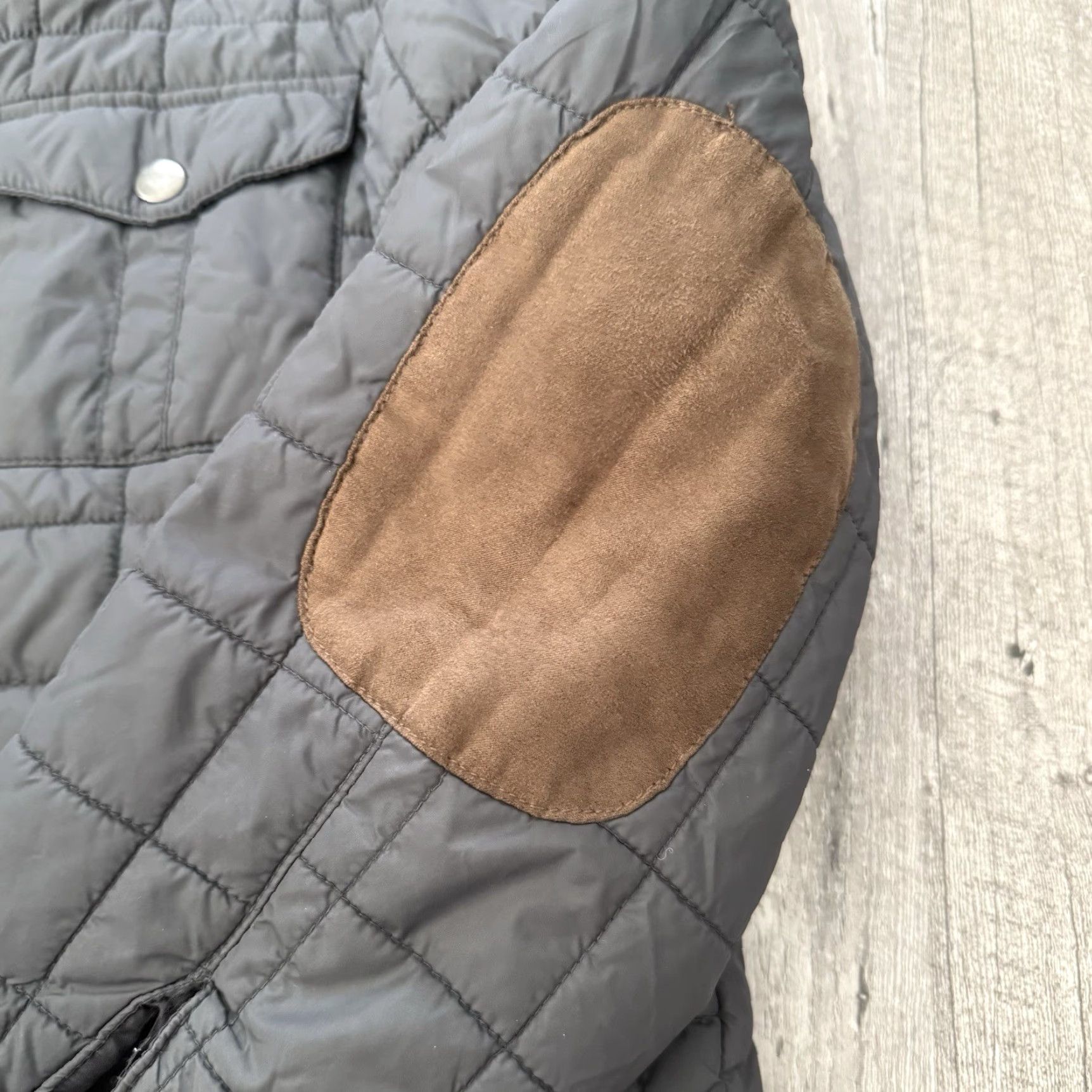 Tasso Elba Tasso Elba Shirt Jacket Mens XL Charcoal Brown Elbow Patch Quilted Shacket Size US XL / EU 56 / 4 - 4 Thumbnail