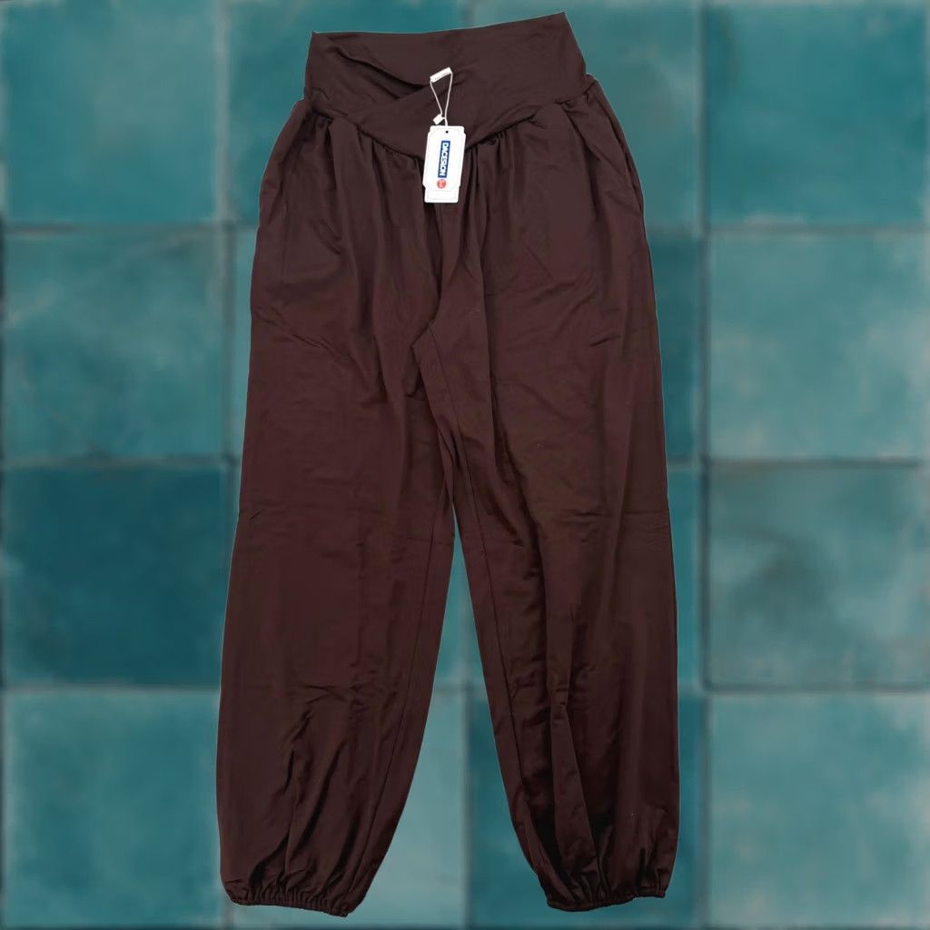 Vintage Daceslon Womens Yoga Joggers Dark Coffee Brown Crossover Waist Pockets Size L Size 42" / US 20 - 1 Thumbnail