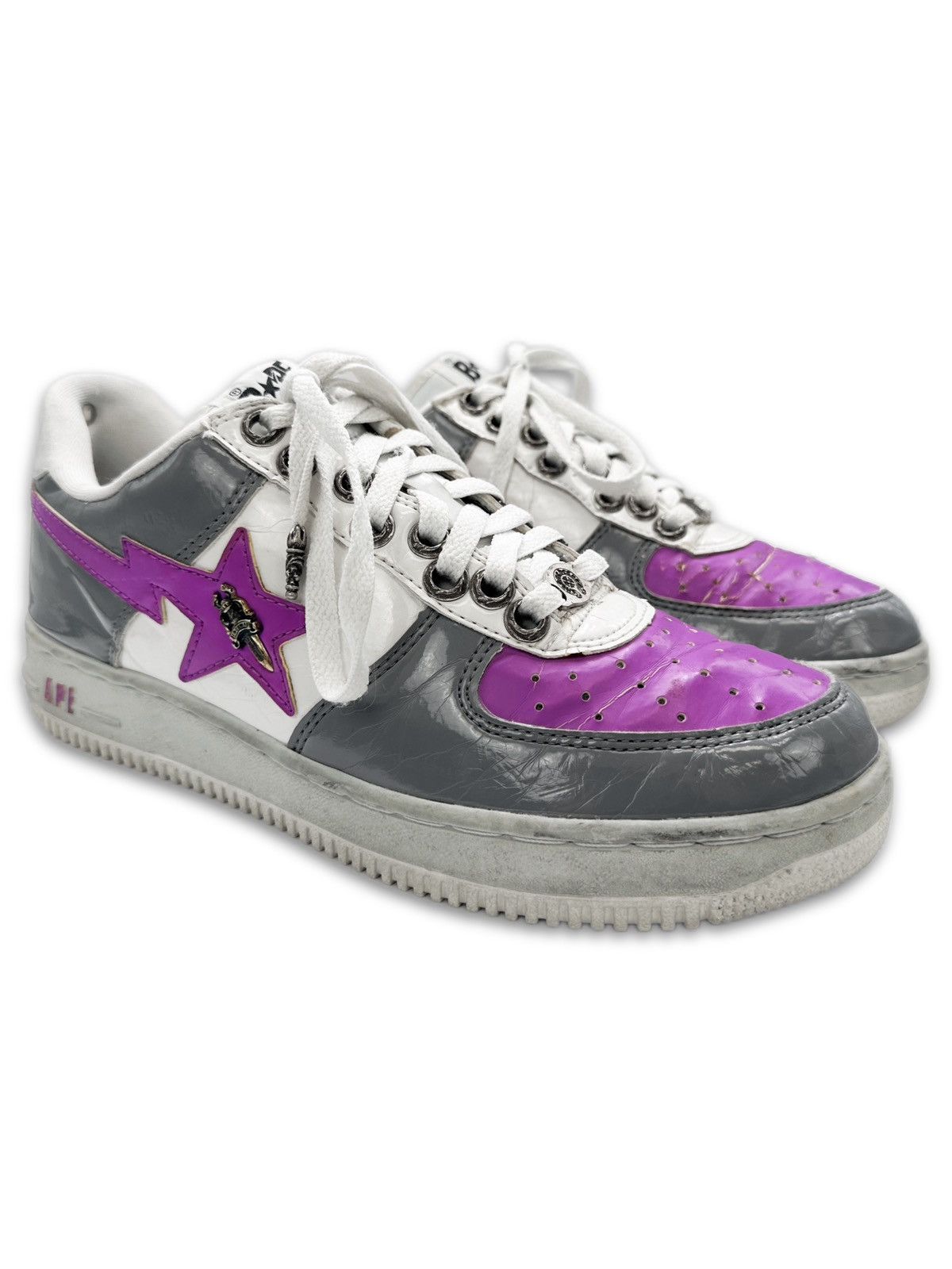 00s Chrome Hearts Bape 1/35 Purple Bapesta Leather Sneakers