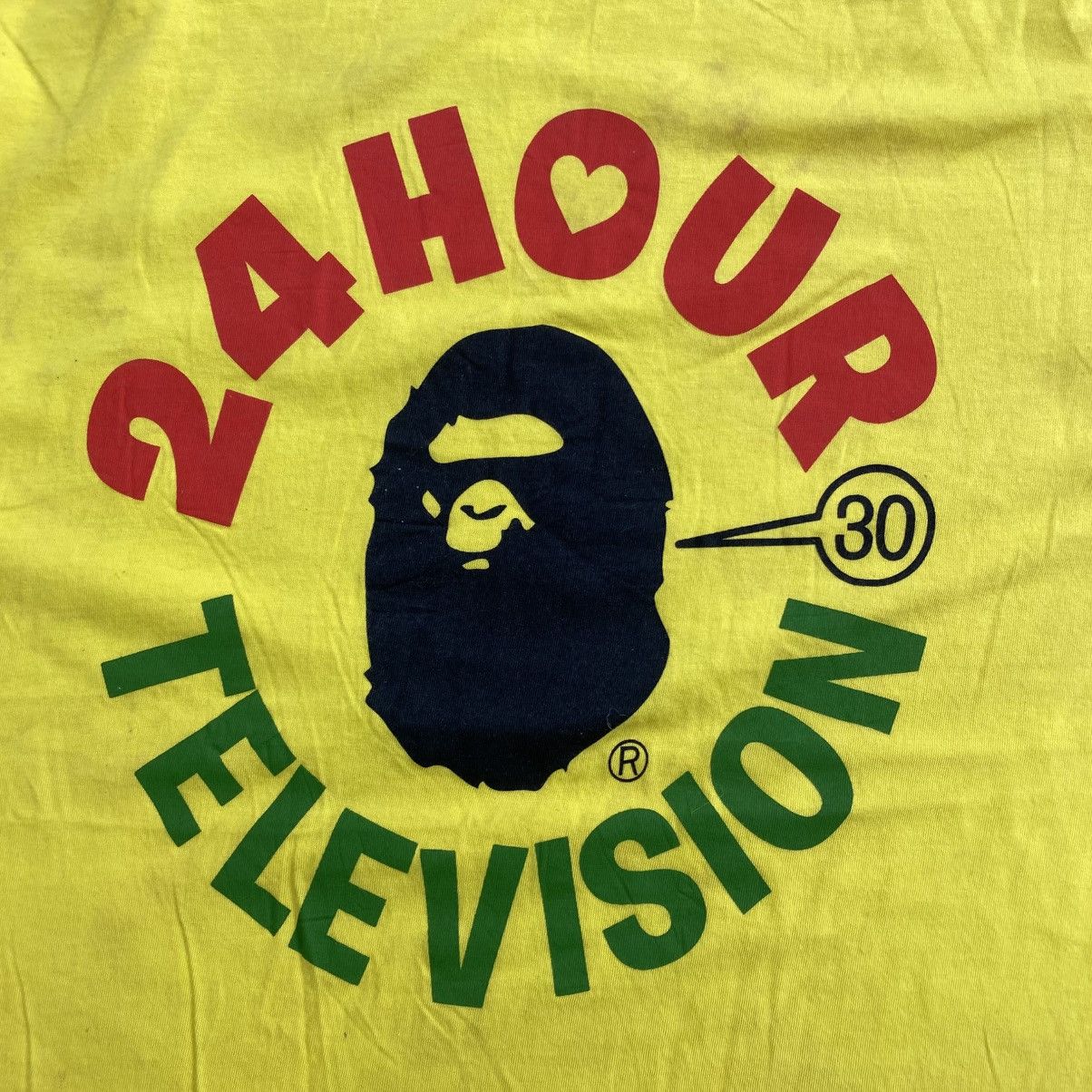 Bape Vintage Bape x 24 Hour Television Iconic Logo Yellow Tee Size US L / EU 52-54 / 3 - 3 Thumbnail