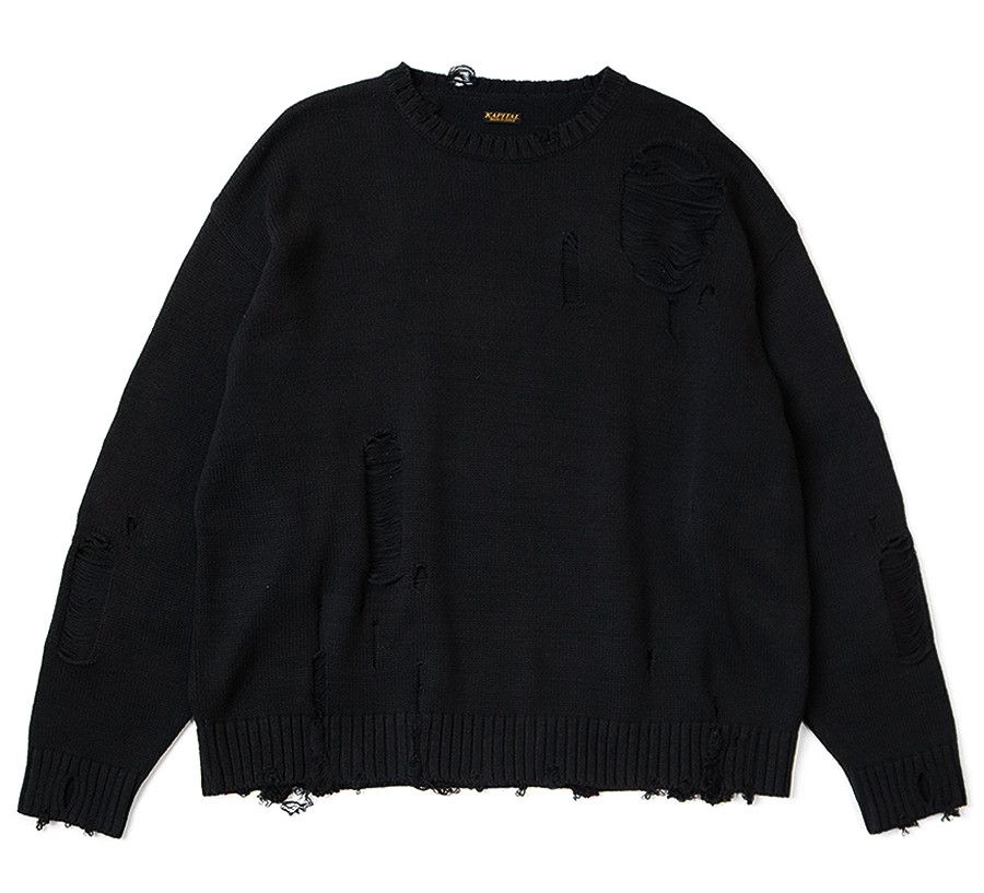 Kapital KAPITAL 5G cotton knit crew sweater anarchy RAINBOWY black Size US L / EU 52-54 / 3 - 9 Thumbnail
