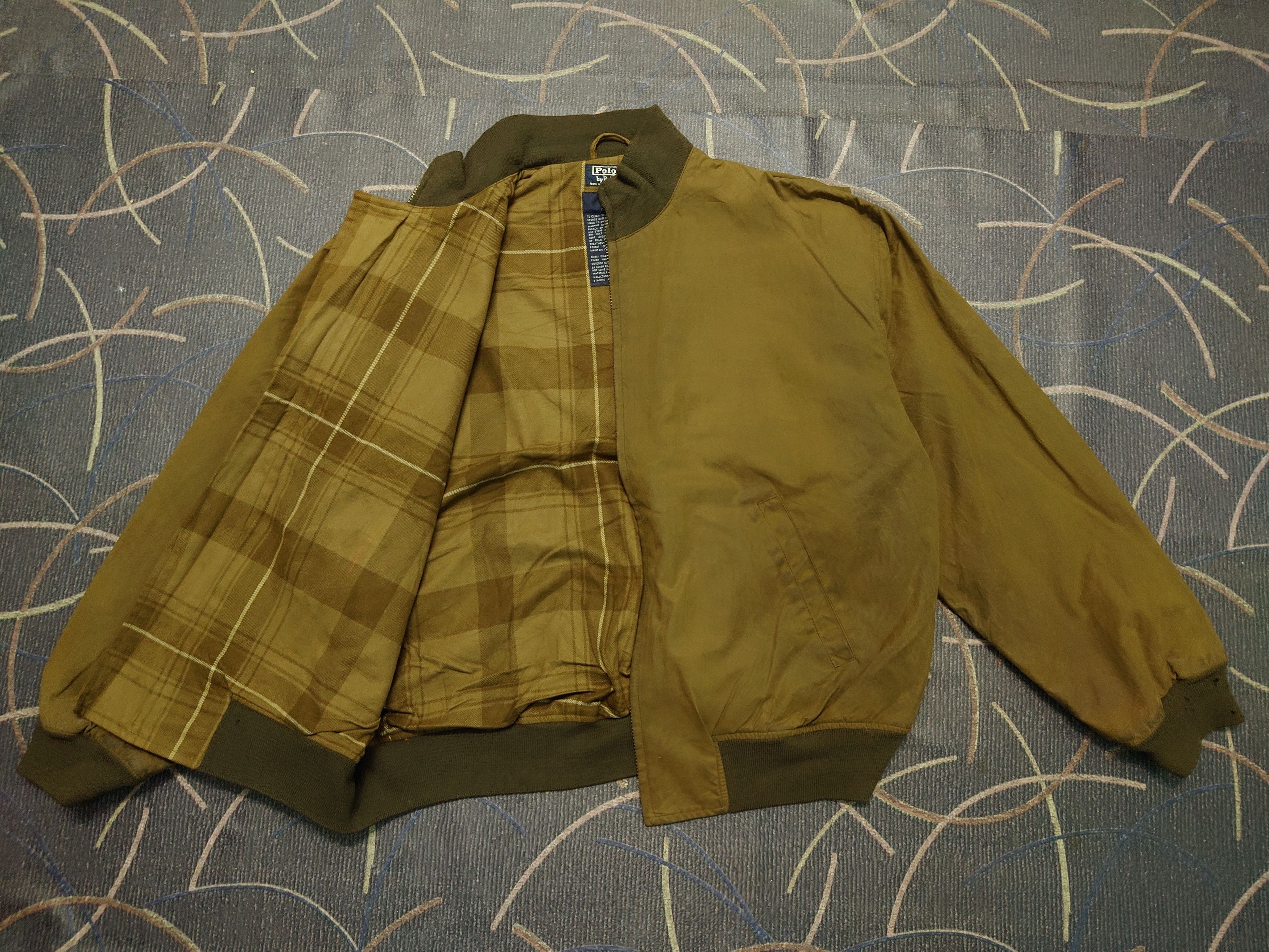Polo Ralph Lauren Vintage 90s Polo RL Oiled Cotton Bomber Brown Plaid Lined Size US L / EU 52-54 / 3 - 2 Thumbnail