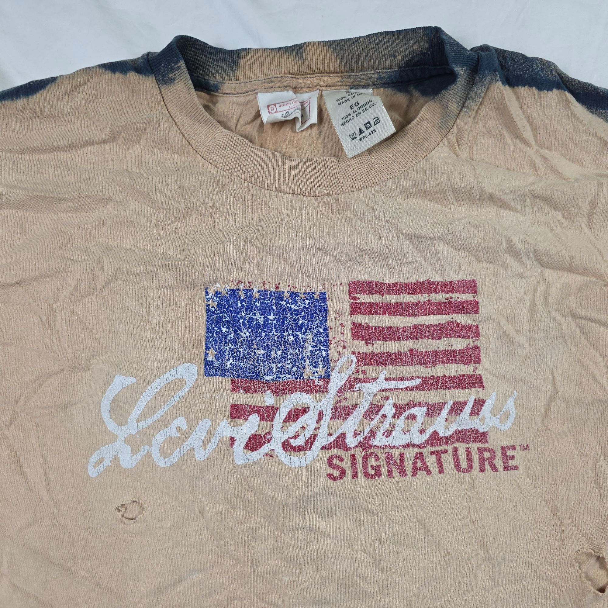 Levi's Vintage Levi Strauss Mens XL Beige Graphic USA Flag Distress Size US XL / EU 56 / 4 - 4 Thumbnail