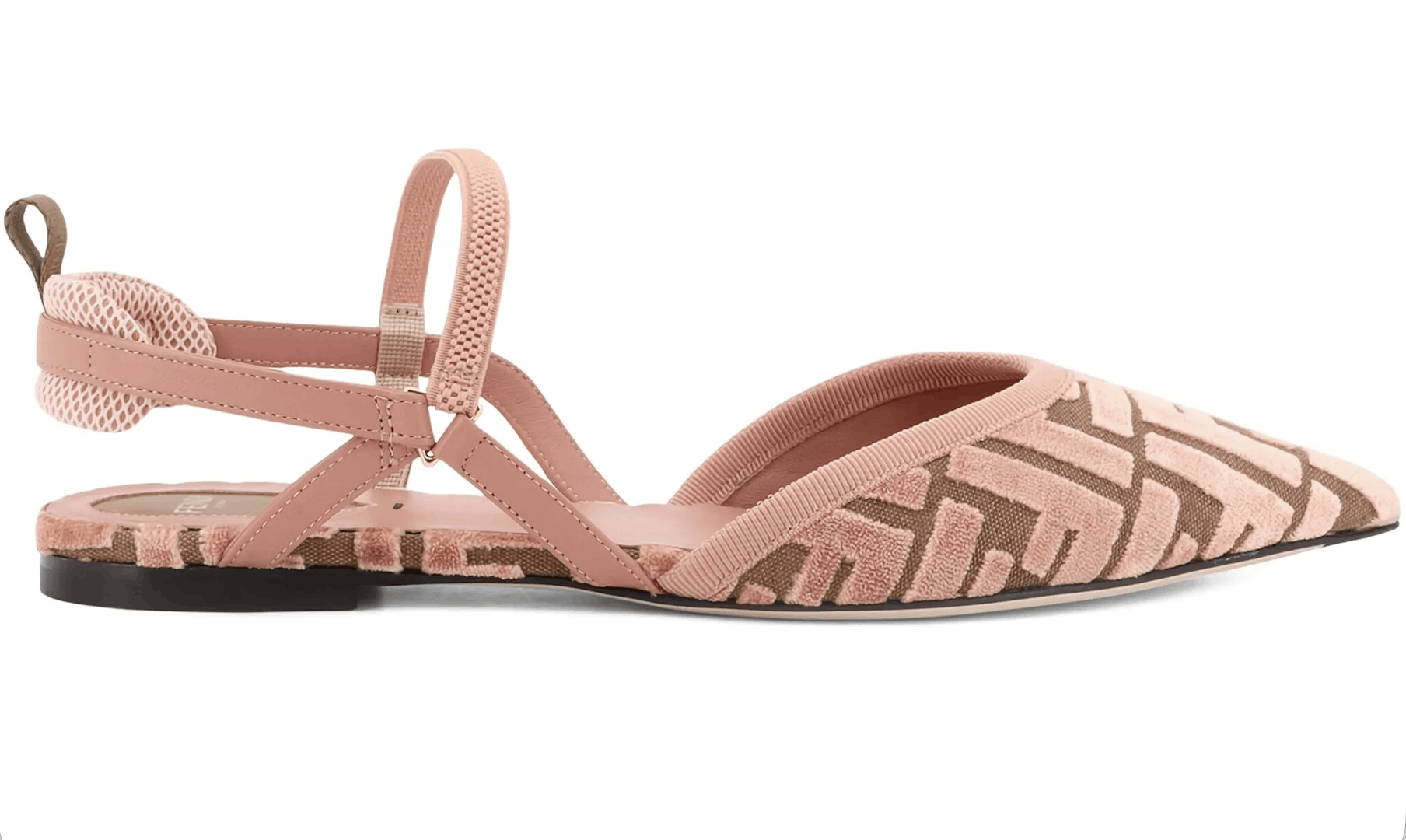 Fendi Fendi Colibri Lite Beige Velvet FF Logo Slingback Flat 37.5 Size US 7.5 / IT 37.5 - 1 Thumbnail