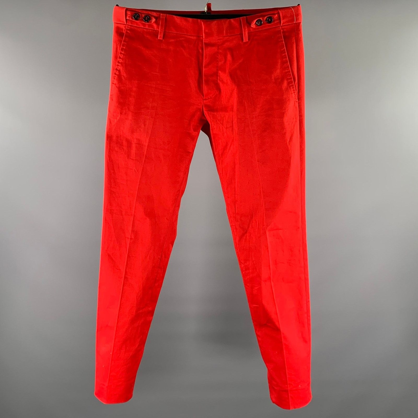 Dsquared2 DSQUARED2 Size 34 Red Cotton Elastane Button Fly Pants Size US 34 / EU 50 - 1 Thumbnail