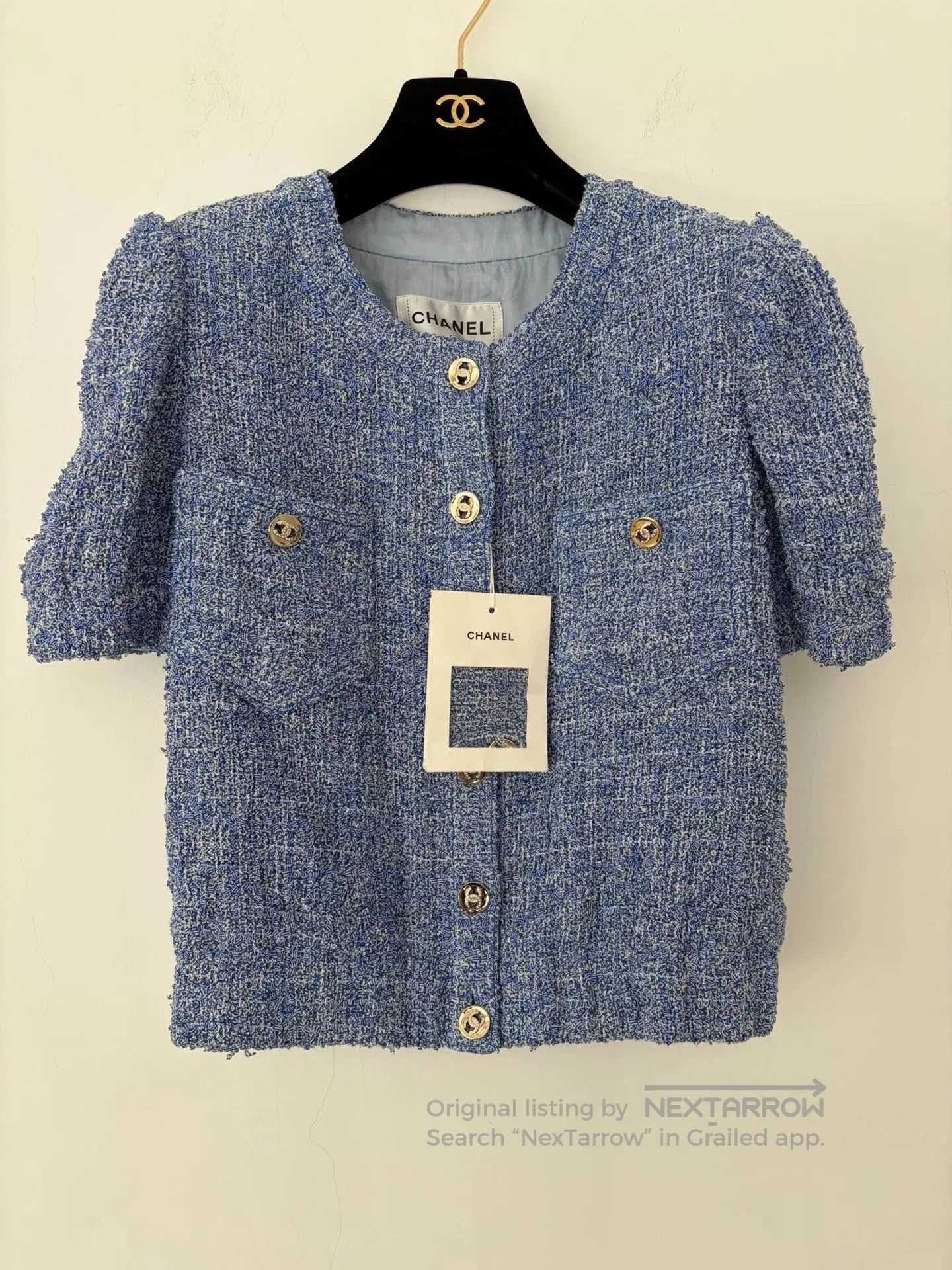 Chanel Chanel Blue Tweed Short Sleeve Jacket. Size US XS / EU 42 / 0 - 1 Thumbnail