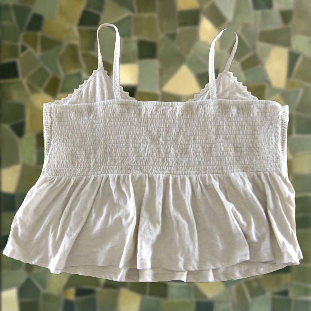 Old Navy NWT Old Navy Ivory Cotton Jersey Crochet V-Neck Tank Blouse Women 2X Size XXL / US 16-18 / IT 52-54 - 1 Thumbnail