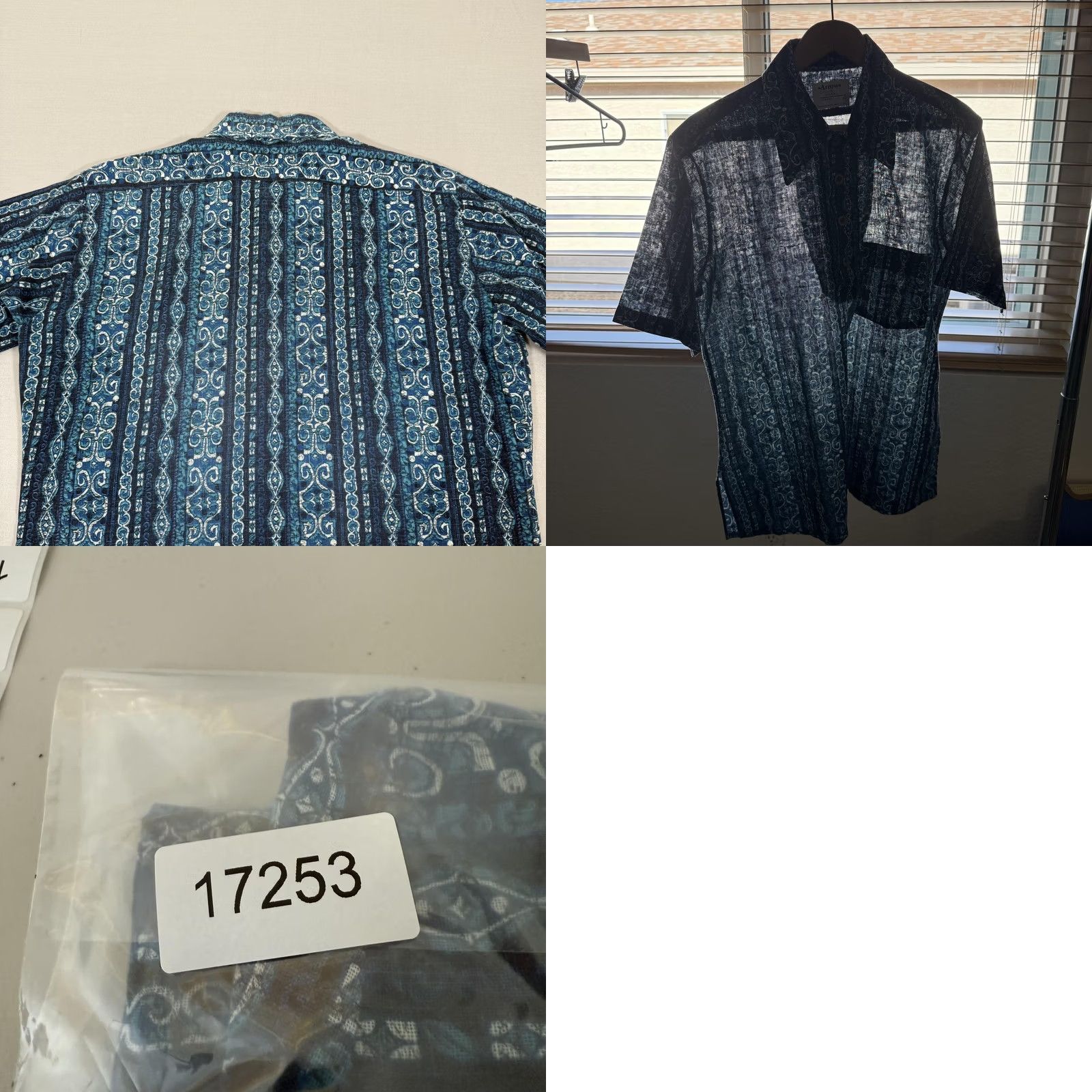 Arrow Vintage Arrow Striped Button-Up Shirt Mens Medium Blue Popover Size US M / EU 48-50 / 2 - 9 Thumbnail