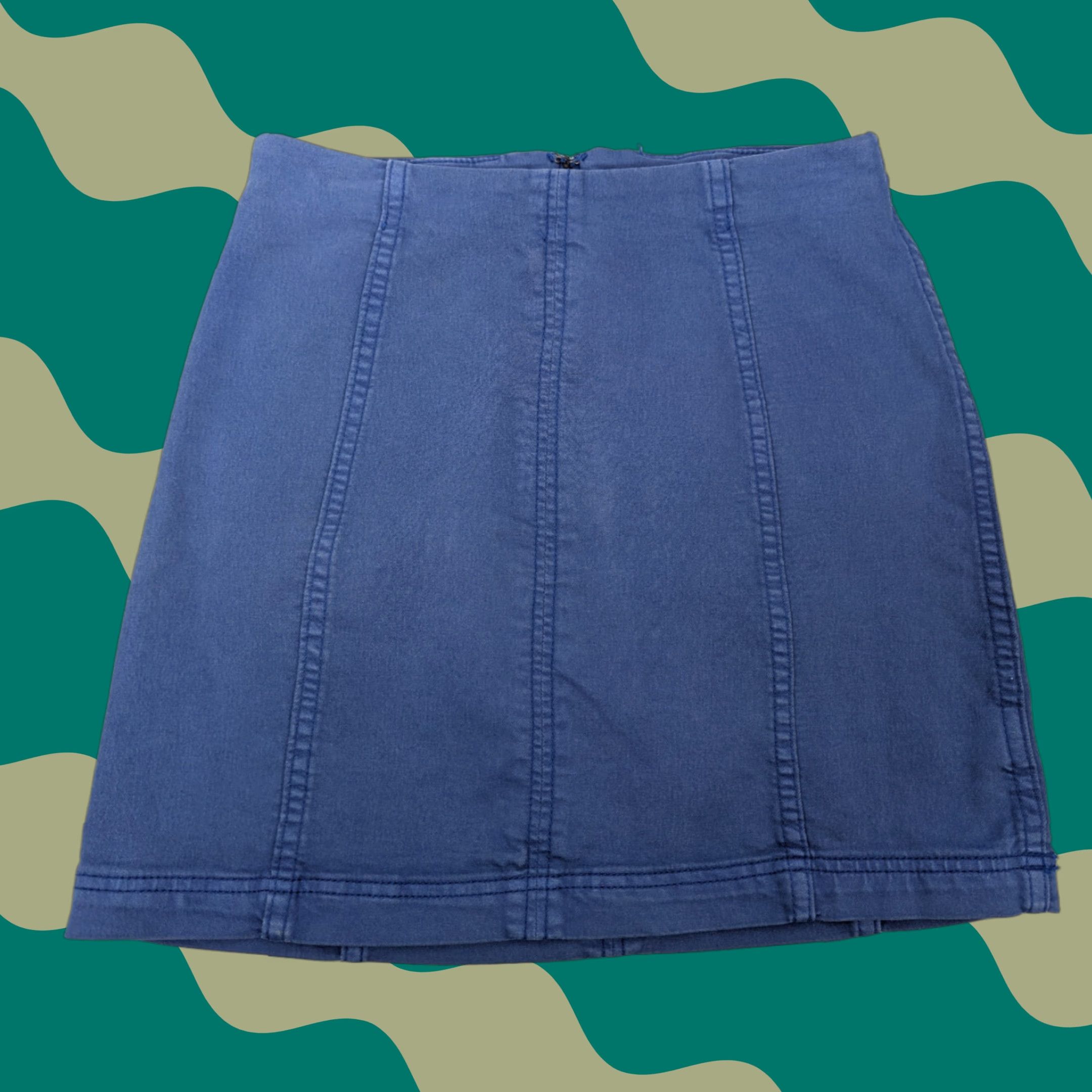 Free People Free People Mini Skirt Royal Blue 6 Lapis Lazuli Stretch Zip NWT Denim Cotton Polyester Spandex Bohemian Solid Blue Size 28" / US 6 / IT 42 - 1 Thumbnail