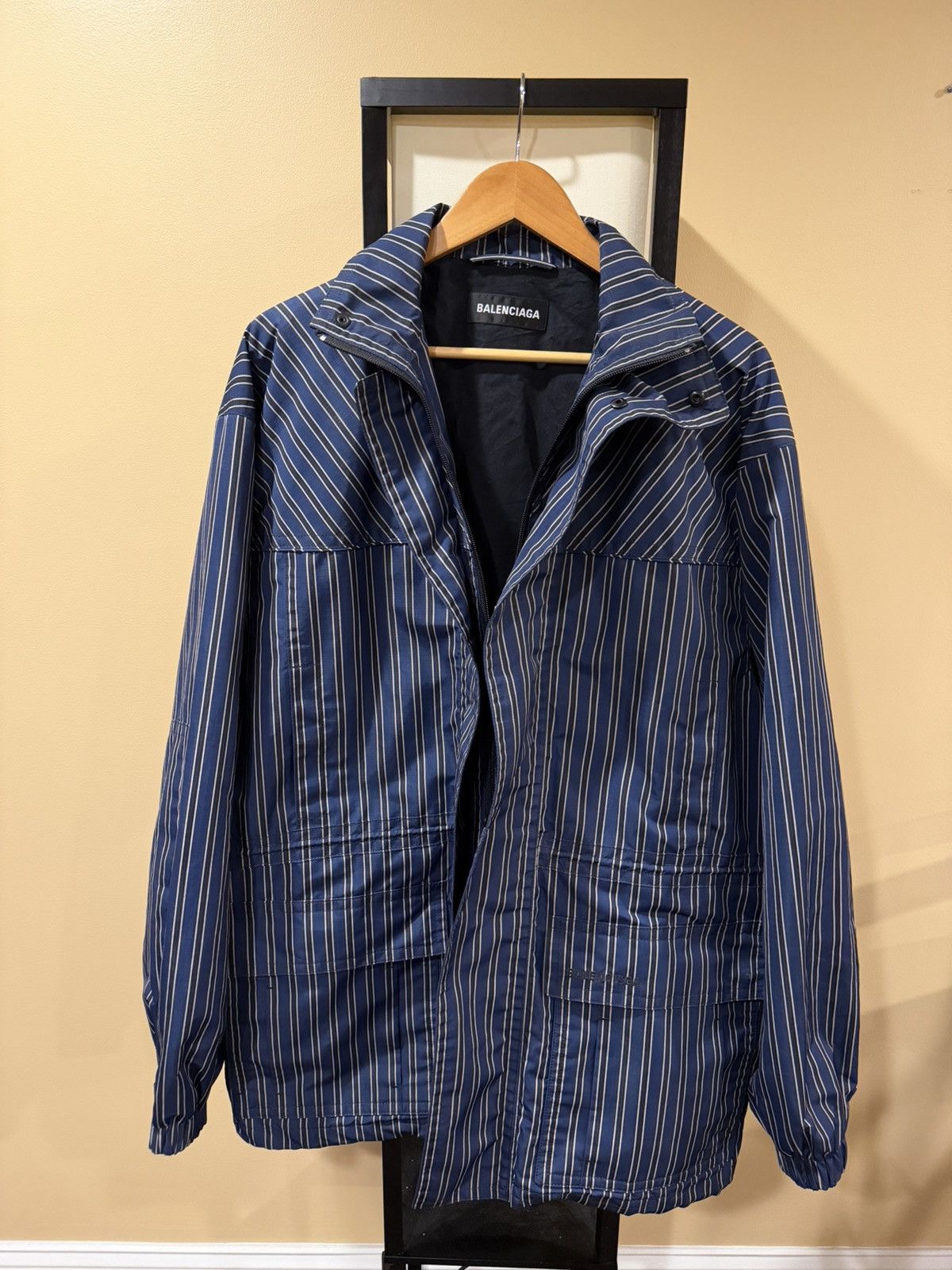 Balenciaga Balenciaga Ripstop Oversized Blue Striped 2020 Parka Jacket Size US S / EU 44-46 / 1 - 2 Thumbnail