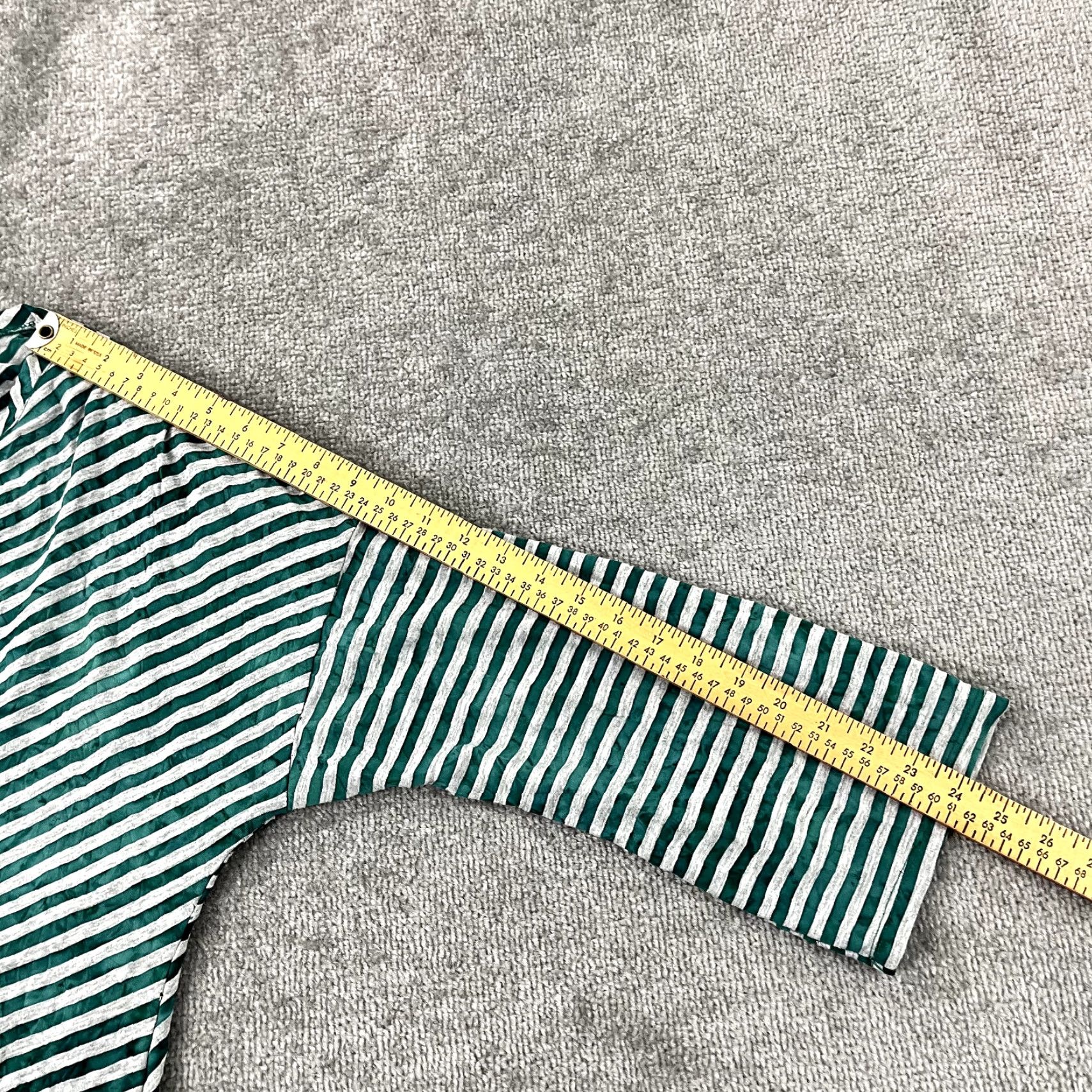 Vintage IC by CONNIE K Womens 2XL Green Gray Striped Tunic Top Asymmetric Pocket Stretch Size XXL / US 16-18 / IT 52-54 - 5 Thumbnail