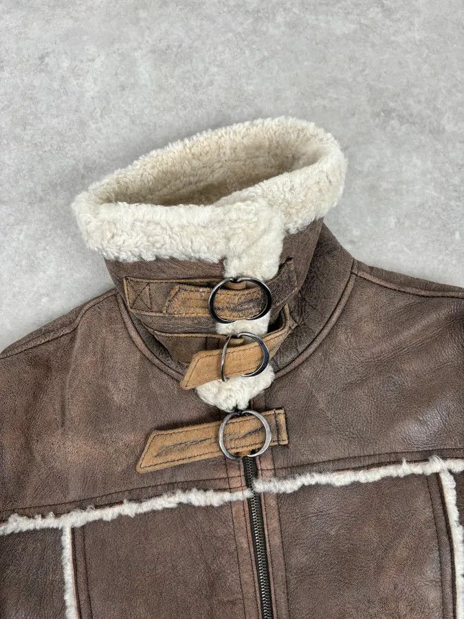 Vintage 2000s Iceberg Brown Shearling Aviator Leather Jacket Size US M / EU 48-50 / 2 - 8 Thumbnail