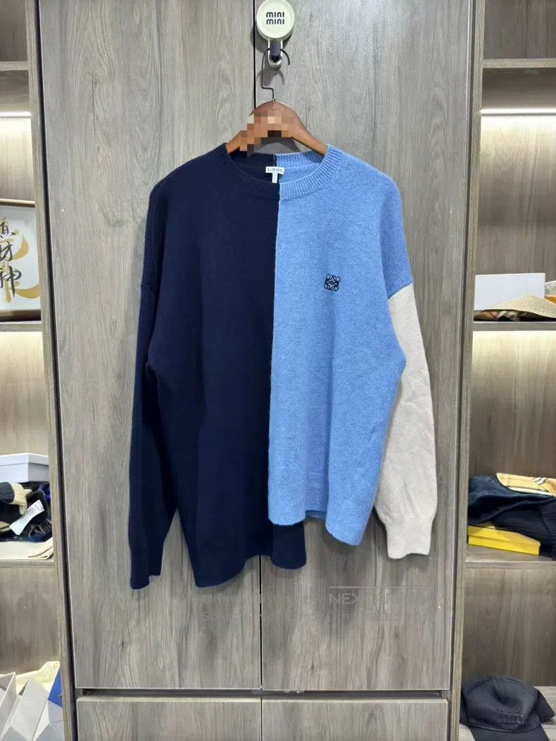 Loewe Loewe Wool embroidered logo color block knit sweater Size M / US 6-8 / IT 42-44 - 1 Thumbnail
