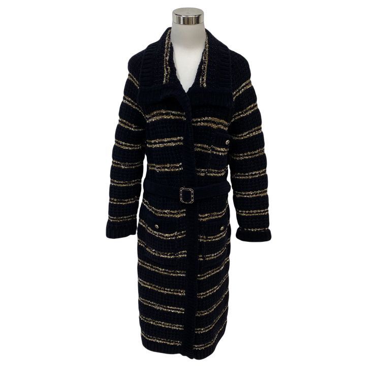 Chanel Chanel Metallic Stripe Belted Knit Coat Size 36 Size XS / US 0-2 / IT 36-38 - 1 Thumbnail