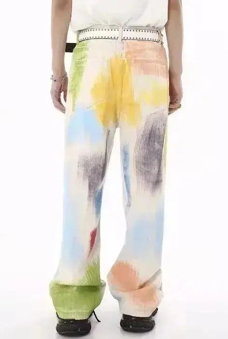Japanese Brand VIBE Baggy Paint Splatter Tie Dye White Denim Jeans Size US 32 / EU 48 - 6 Thumbnail