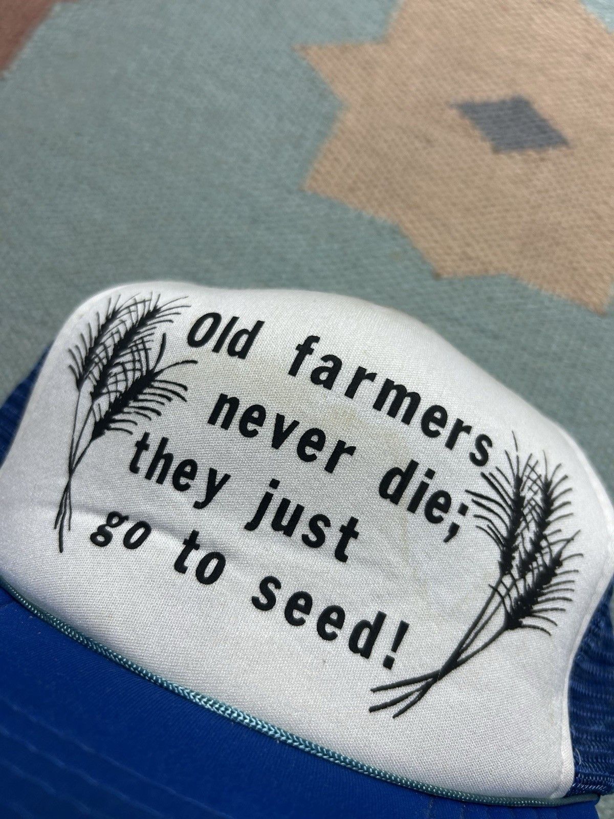 Vintage Vtg trucker hat old farmers never die they go to seed funny Size ONE SIZE - 3 Thumbnail