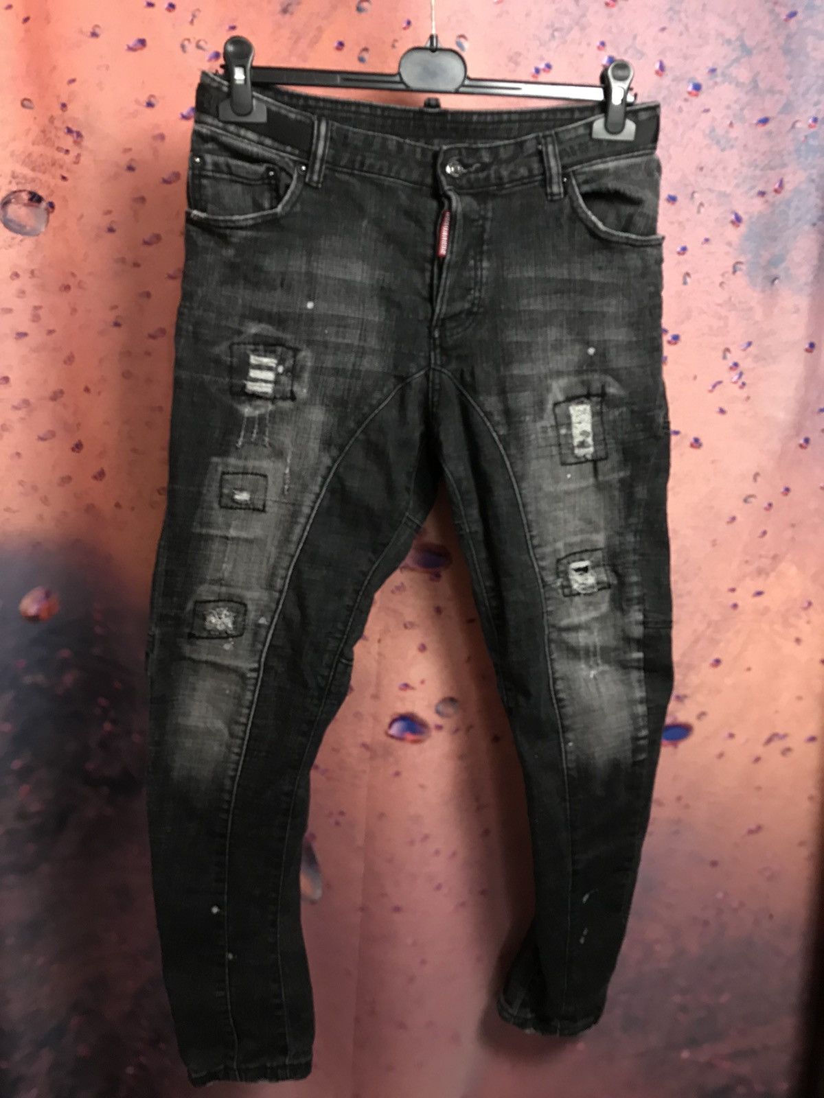 image of Dsquared2 Luxury Streetwear Distressed Jeans in Black Grey, Men's (Size 30)