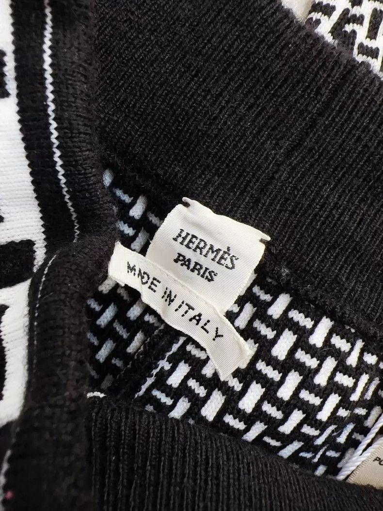Hermes Hermes Black and White Knit Long Pants-2506 Size 35" - 5 Thumbnail