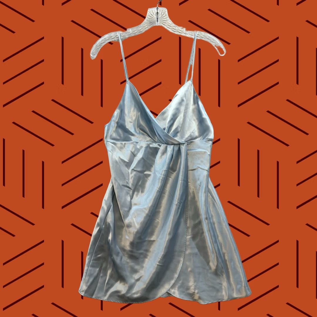 grunge 90s slip dress Vintage VINTAGE Josie Medium Powder Blue Satin Y2K Coquette Fairy Womens Dark green