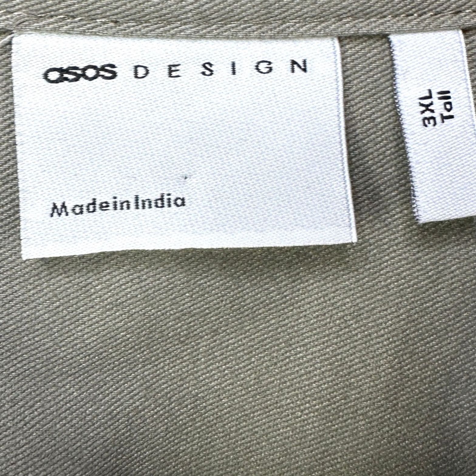 Vintage ASOS DESIGN Mens 3XL Tall Shirt Button Up Olive Green Flap Pockets Casual Workwear Long Sleeve Collared Chest 56in Green 3XLT Mens Size US XXL / EU 58 / 5 - 5 Thumbnail