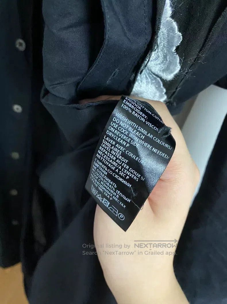 Ann Demeulemeester Ann Demeulemeester Peony Embroidered Black Shirt Size US XXS / EU 40 - 3 Thumbnail