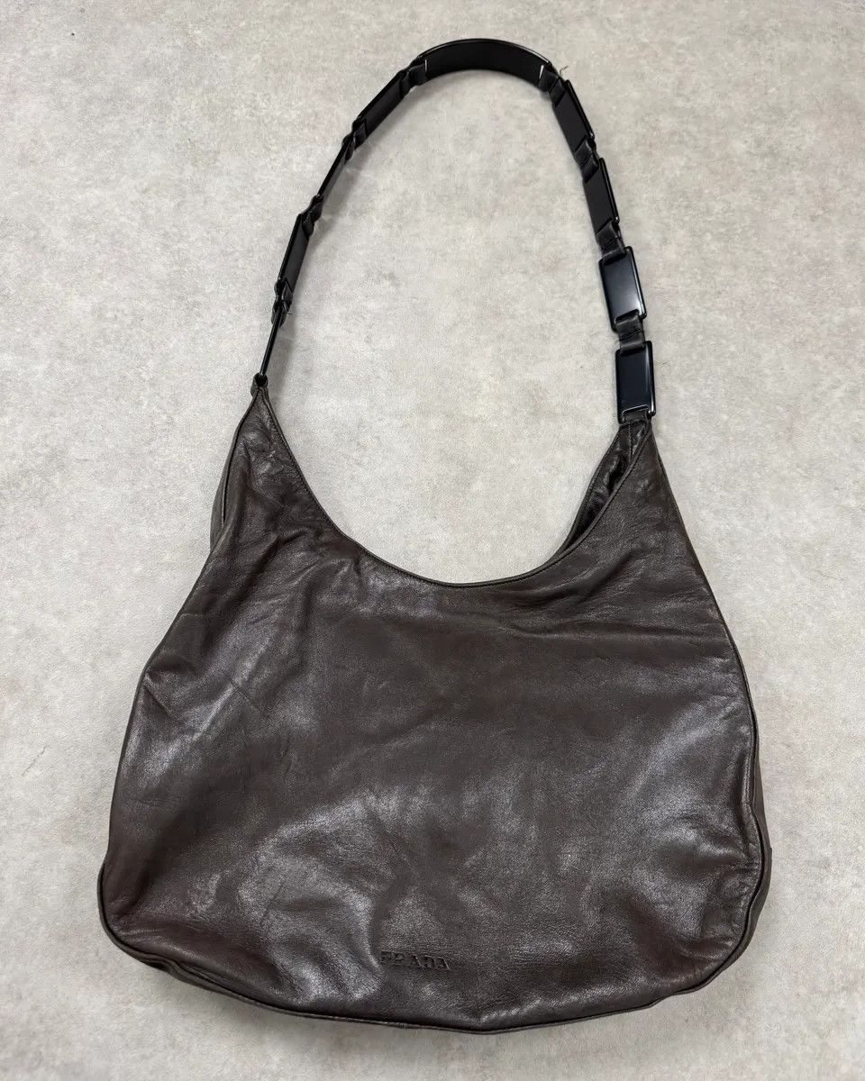 Prada Prada Brown Leather Hobo Shoulder Bag Size ONE SIZE - 1 Thumbnail