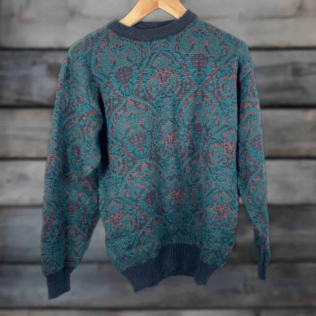 Vintage VINTAGE Richman Brothers Sweater Mens Medium Green Wool Blend Paisley Pattern Size US M / EU 48-50 / 2 - 1 Thumbnail